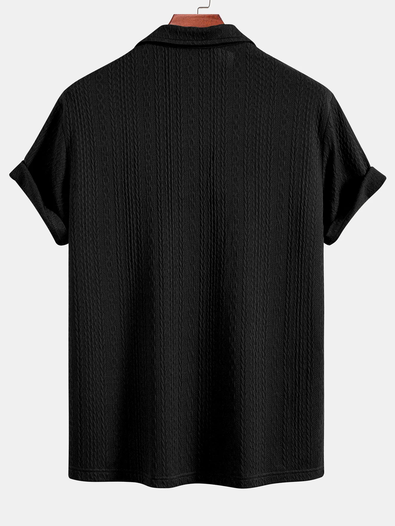 Strukturiertes Jacquard-Strick-Poloshirts-Shirt - Image 6