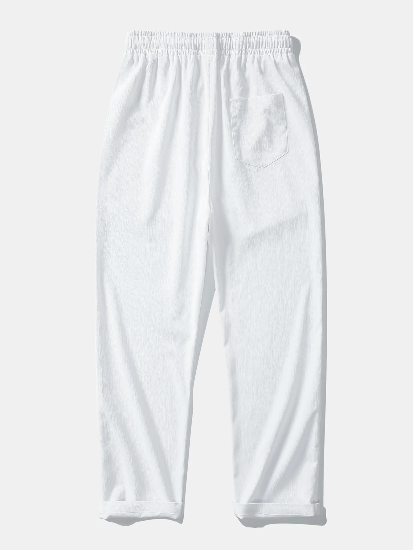 Textured Johnny Collar Crocheted Knit Polo & Crinkle Textured Straight Leg Pants - Image 16