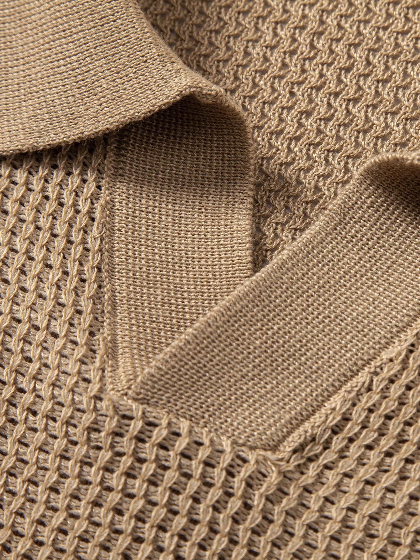 Textured Johnny Collar Crocheted Knit Polo & Crinkle Textured Straight Leg Pants - Image 18