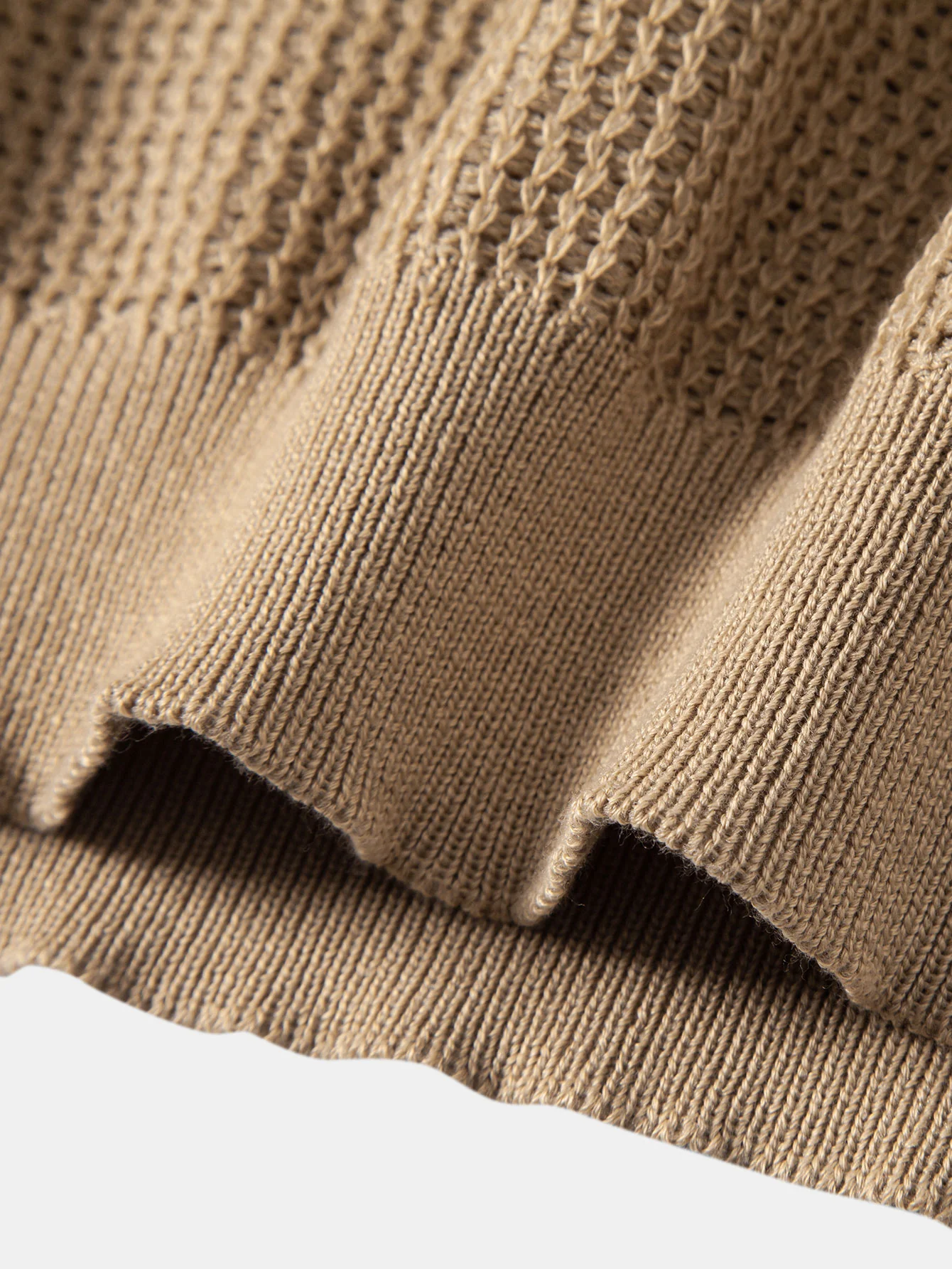 Textured Johnny Collar Crocheted Knit Polo & Crinkle Textured Straight Leg Pants - Image 19