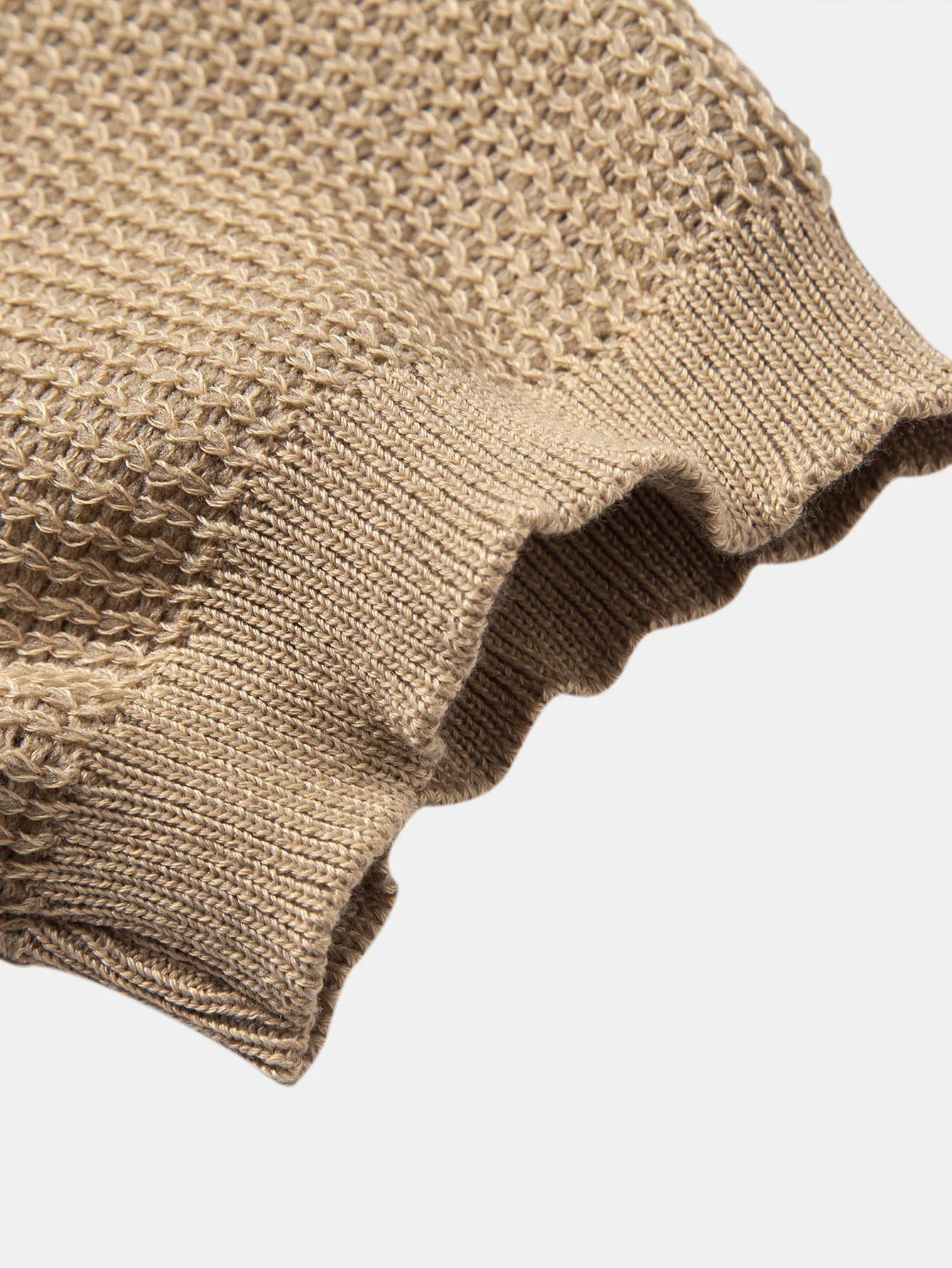 Textured Johnny Collar Crocheted Knit Polo & Crinkle Textured Straight Leg Pants - Image 20