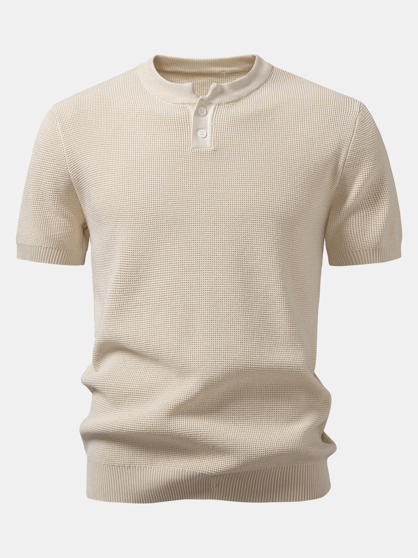 Waffelstruktur Strick Henley Shirt