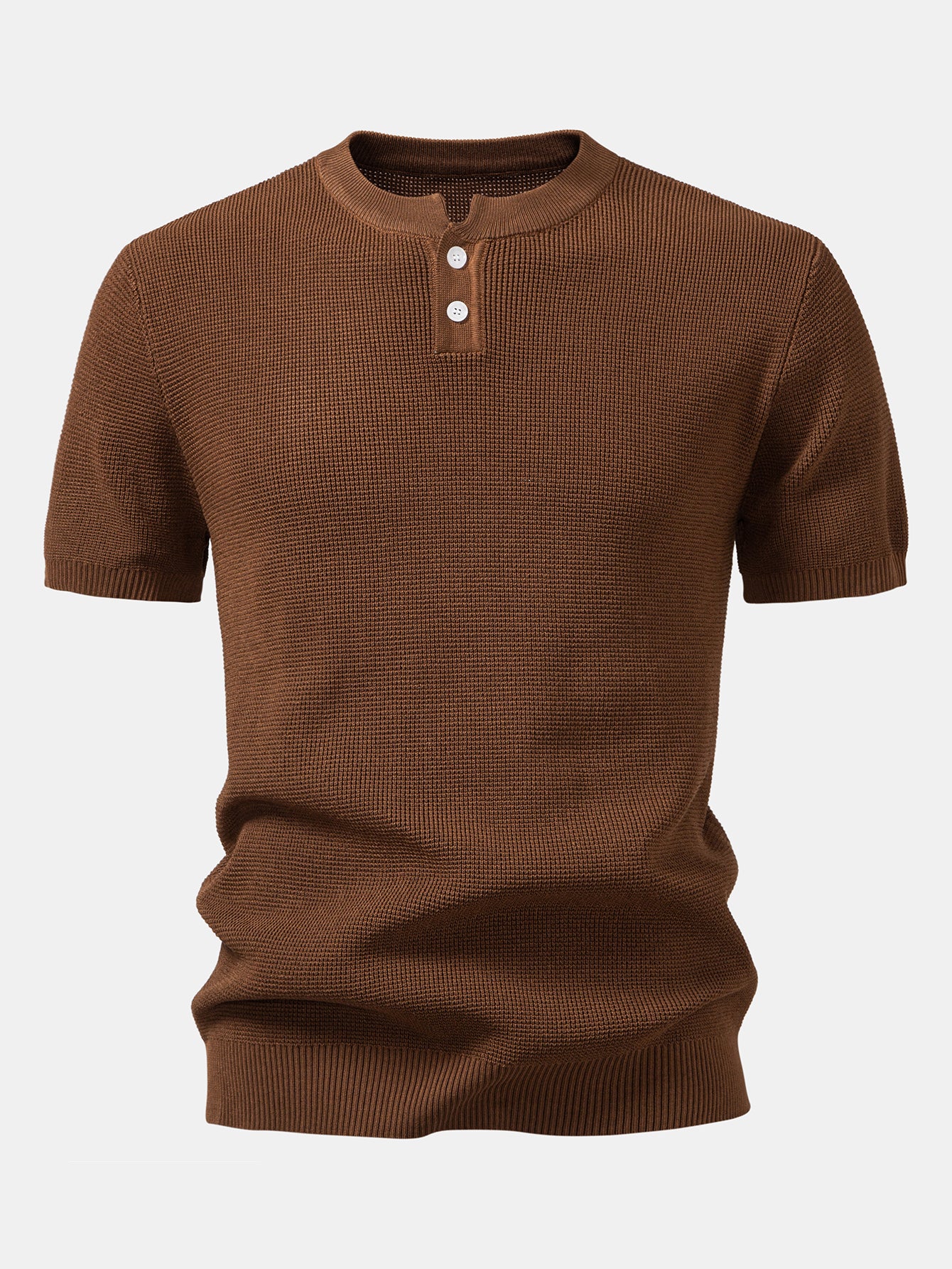 Waffelstruktur Strick Henley Shirt - Image 3