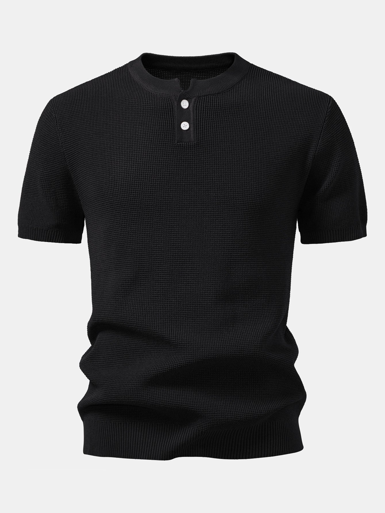 Waffelstruktur Strick Henley Shirt - Image 5