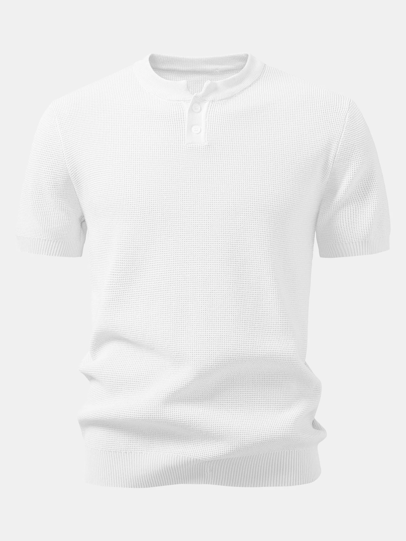 Waffelstruktur Strick Henley Shirt - Image 7
