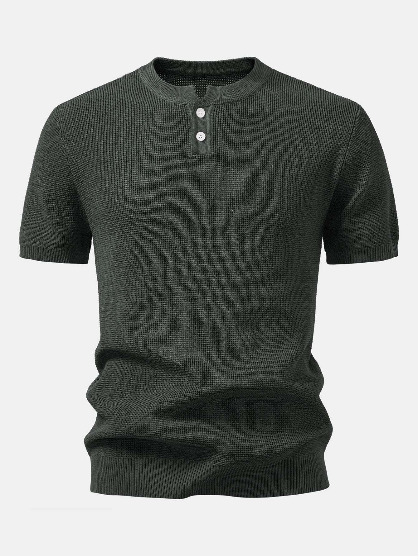 Waffelstruktur Strick Henley Shirt - Image 9