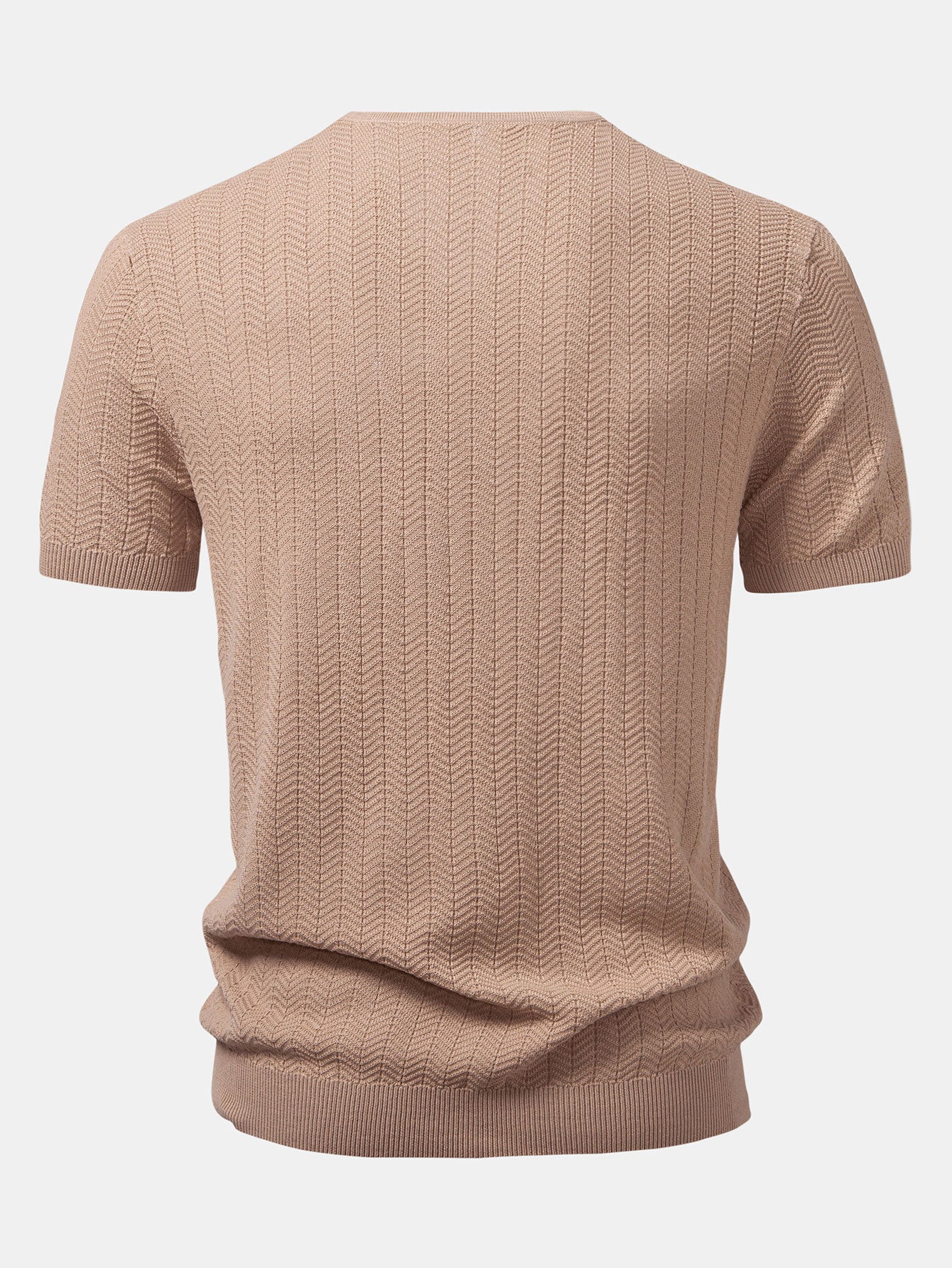 Strukturierter Strick V-Ausschnitt T-Shirt - Image 2