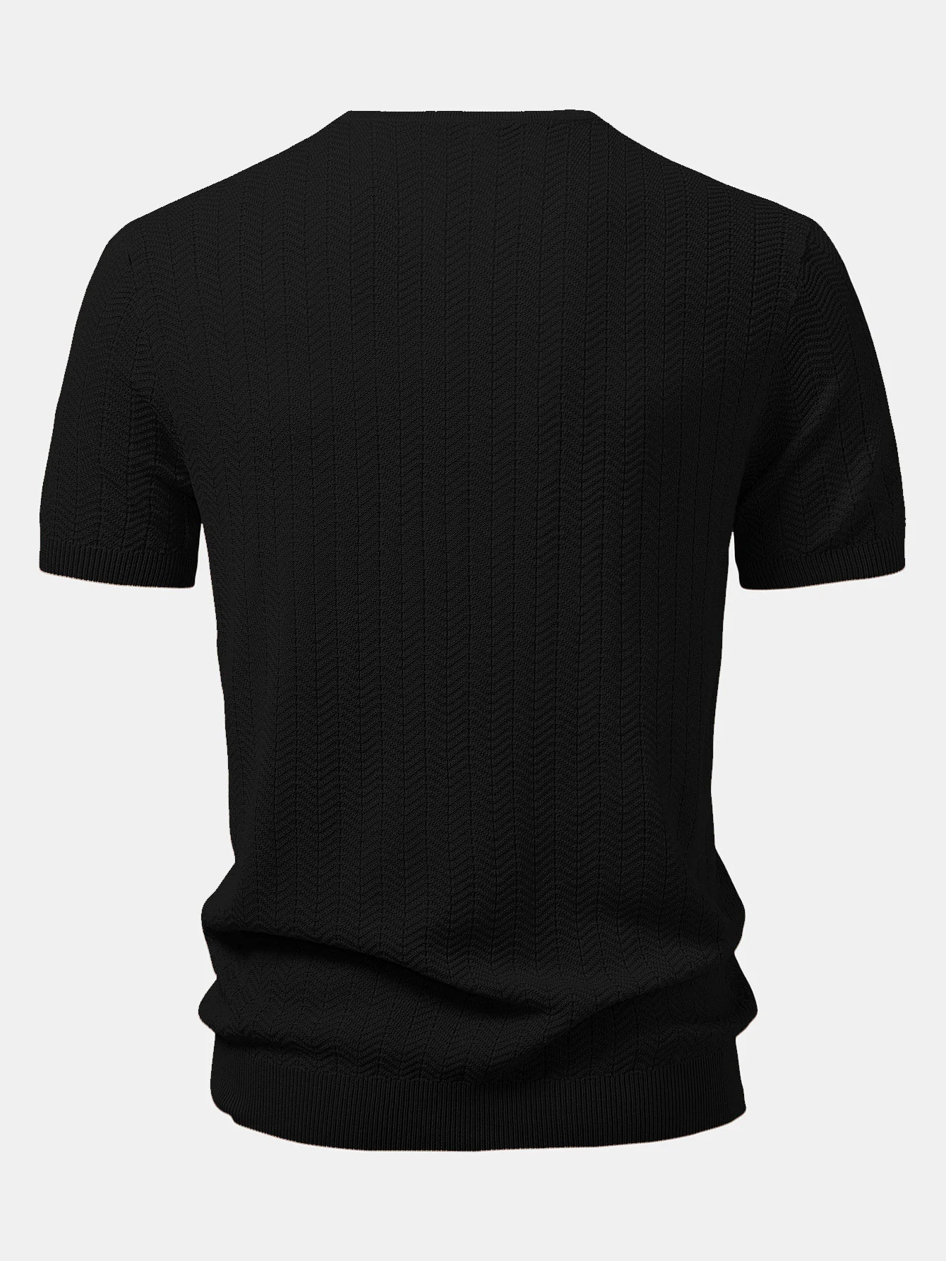 Strukturierter Strick V-Ausschnitt T-Shirt - Image 4