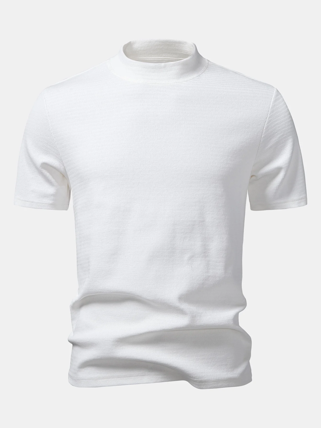 Textured Mock Neck T-Shirt - Image 4