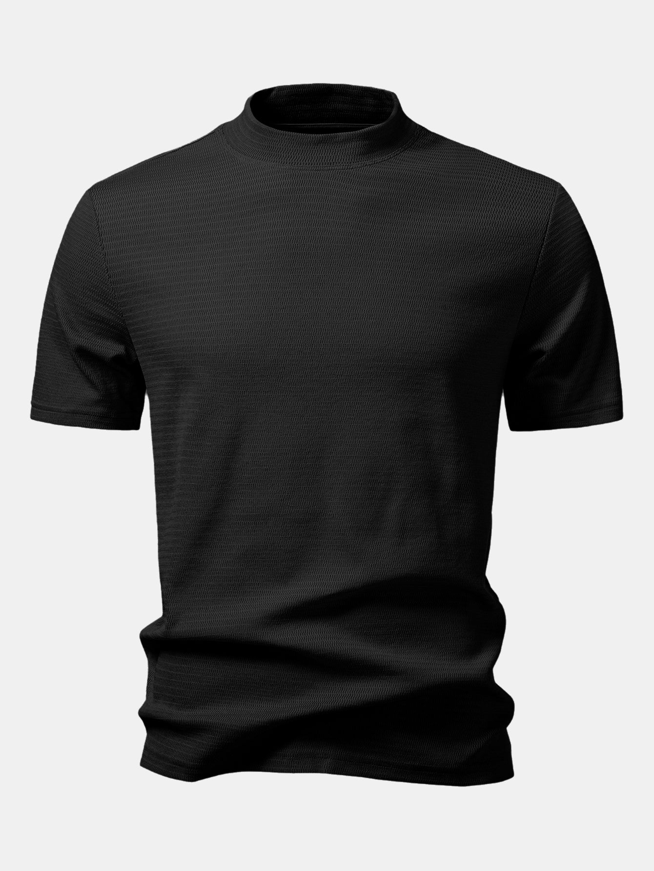 Textured Mock Neck T-Shirt - Image 6