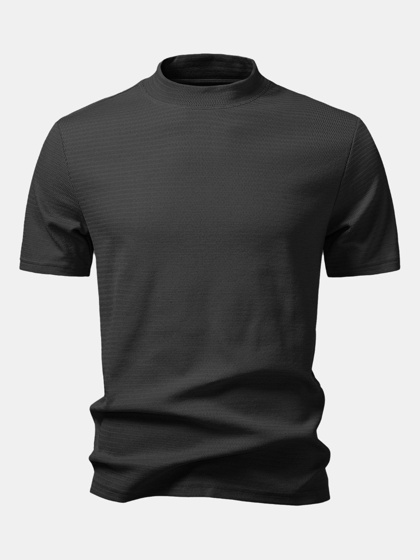 Textured Mock Neck T-Shirt - Image 8