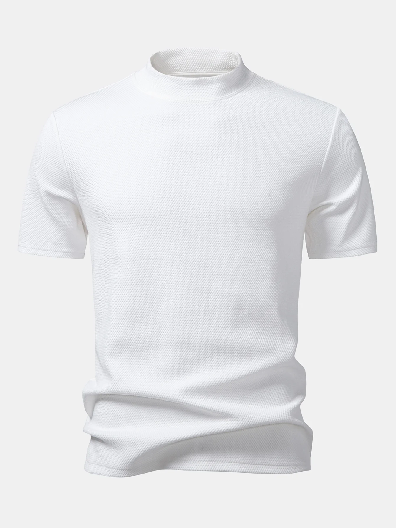 Textured Mock Neck T-Shirt - Image 3
