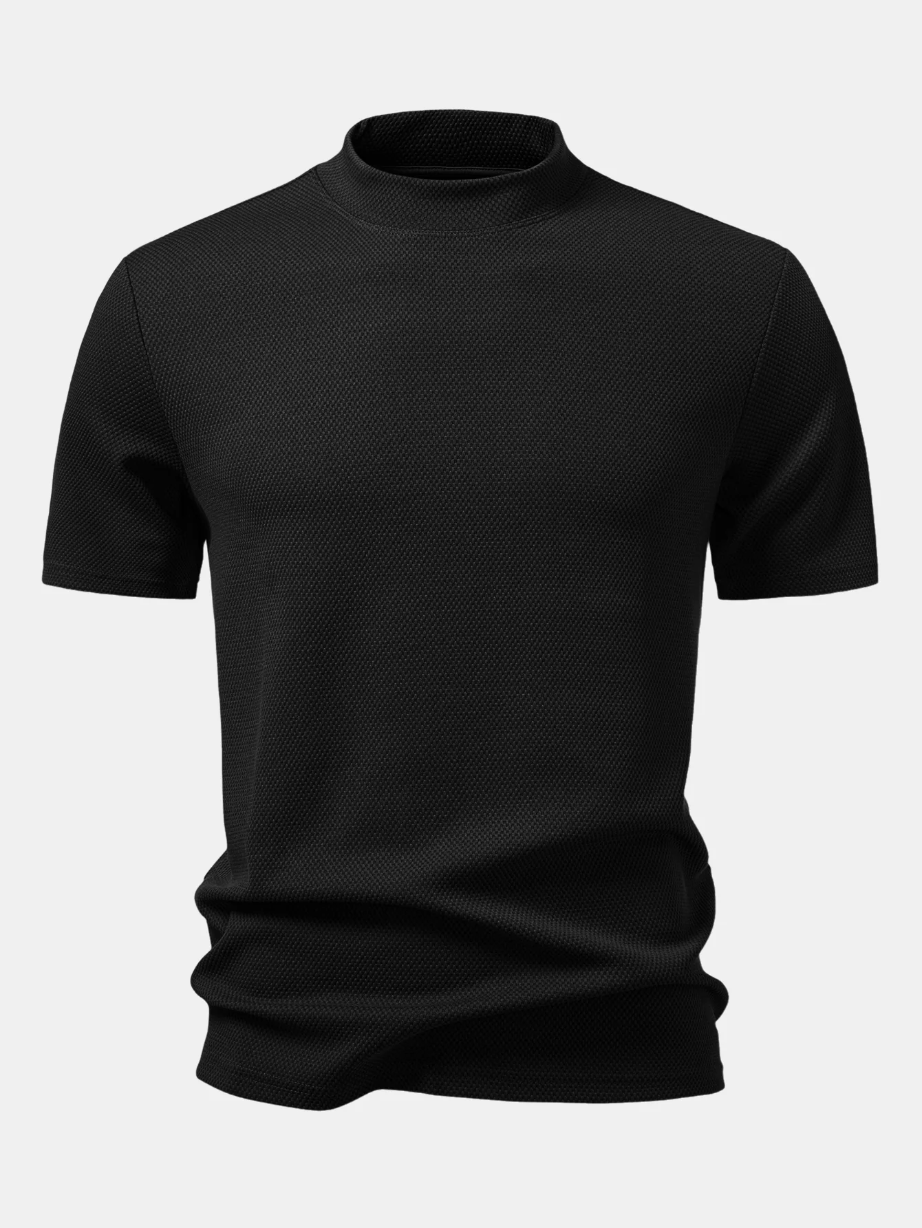Textured Mock Neck T-Shirt - Image 5