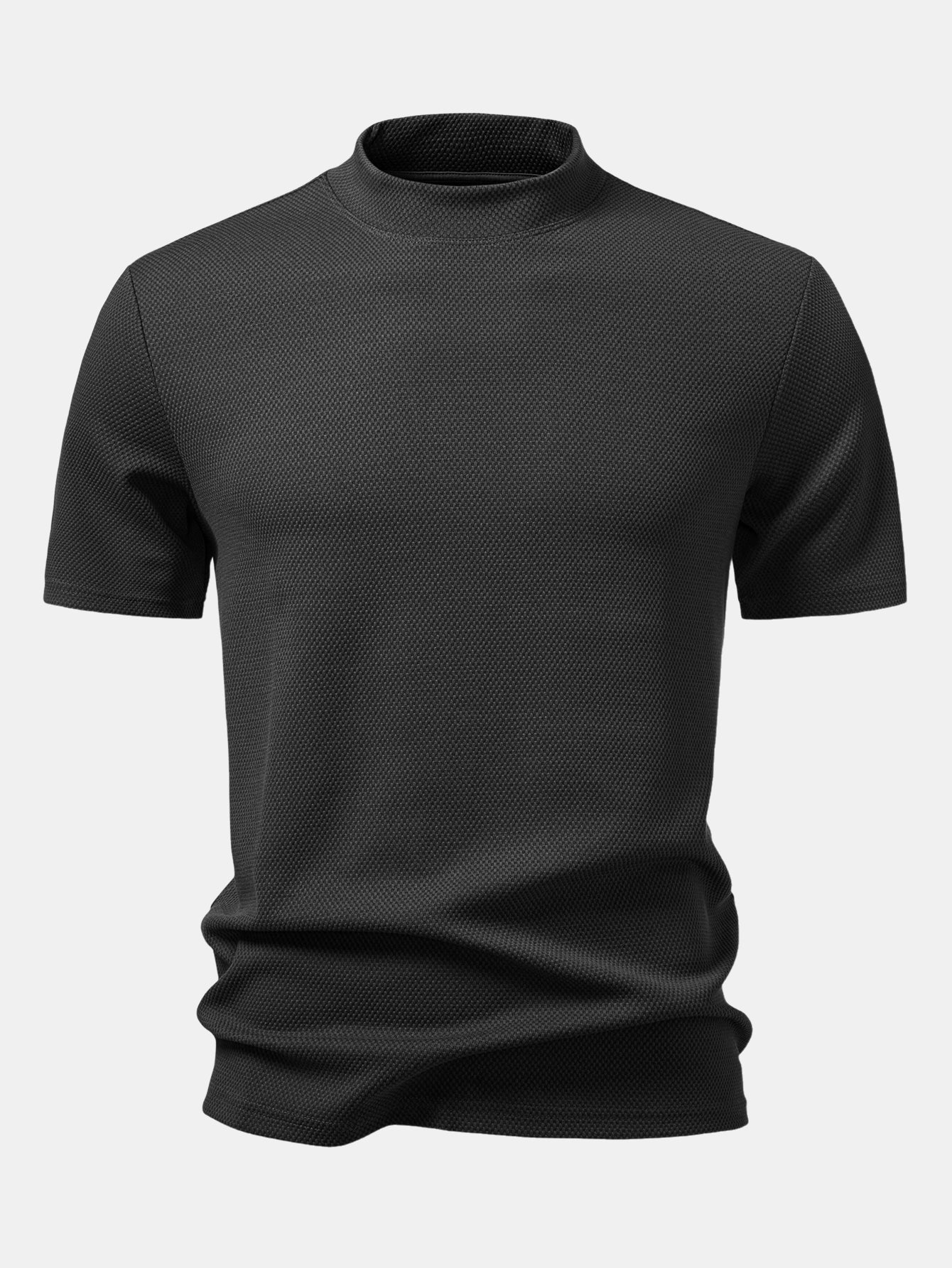 Textured Mock Neck T-Shirt - Image 7