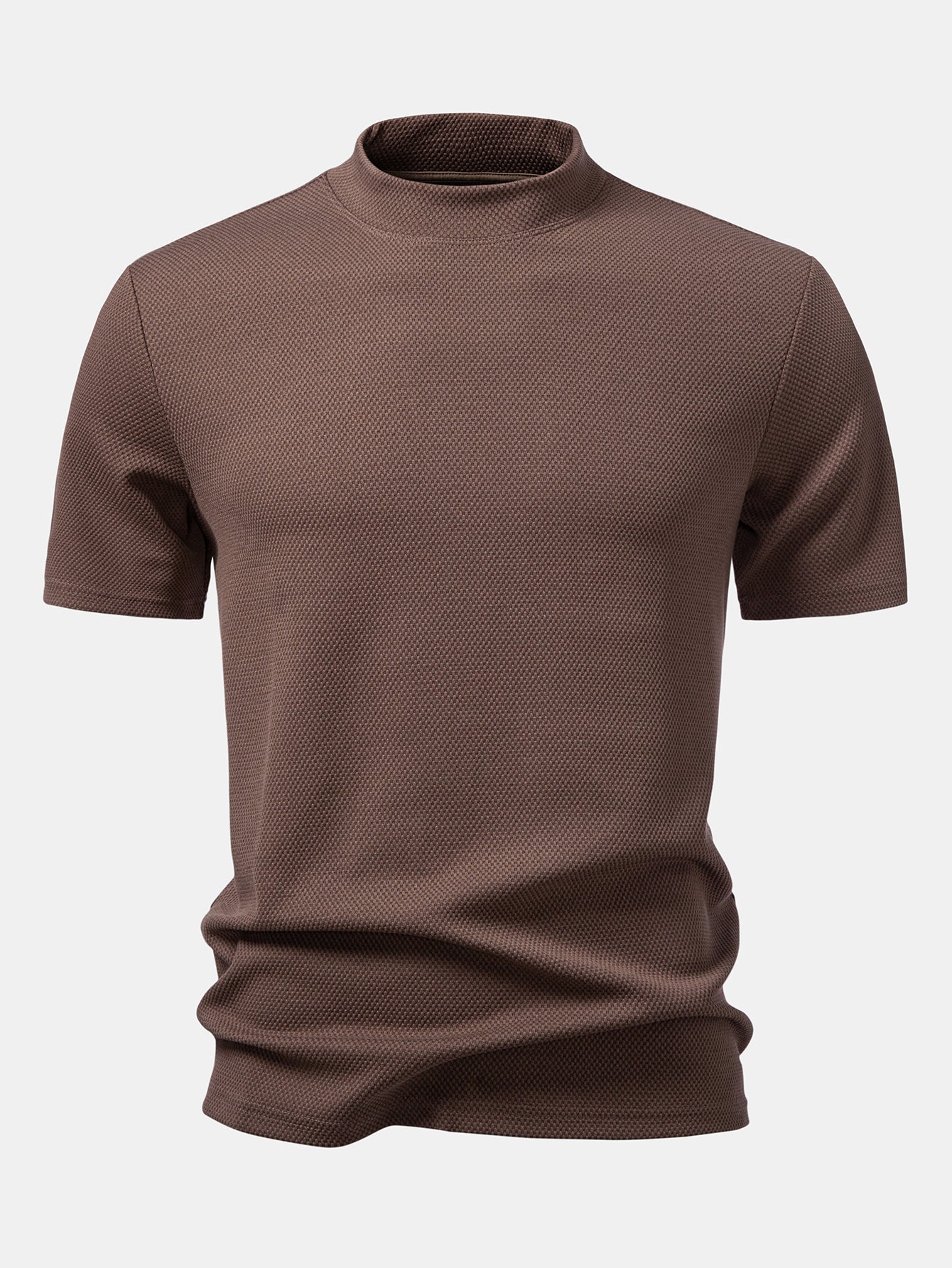 Textured Mock Neck T-Shirt - Image 9