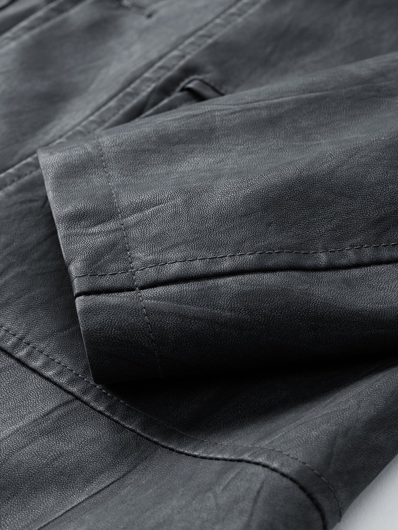 Textured PU Leather Jacket - Image 11