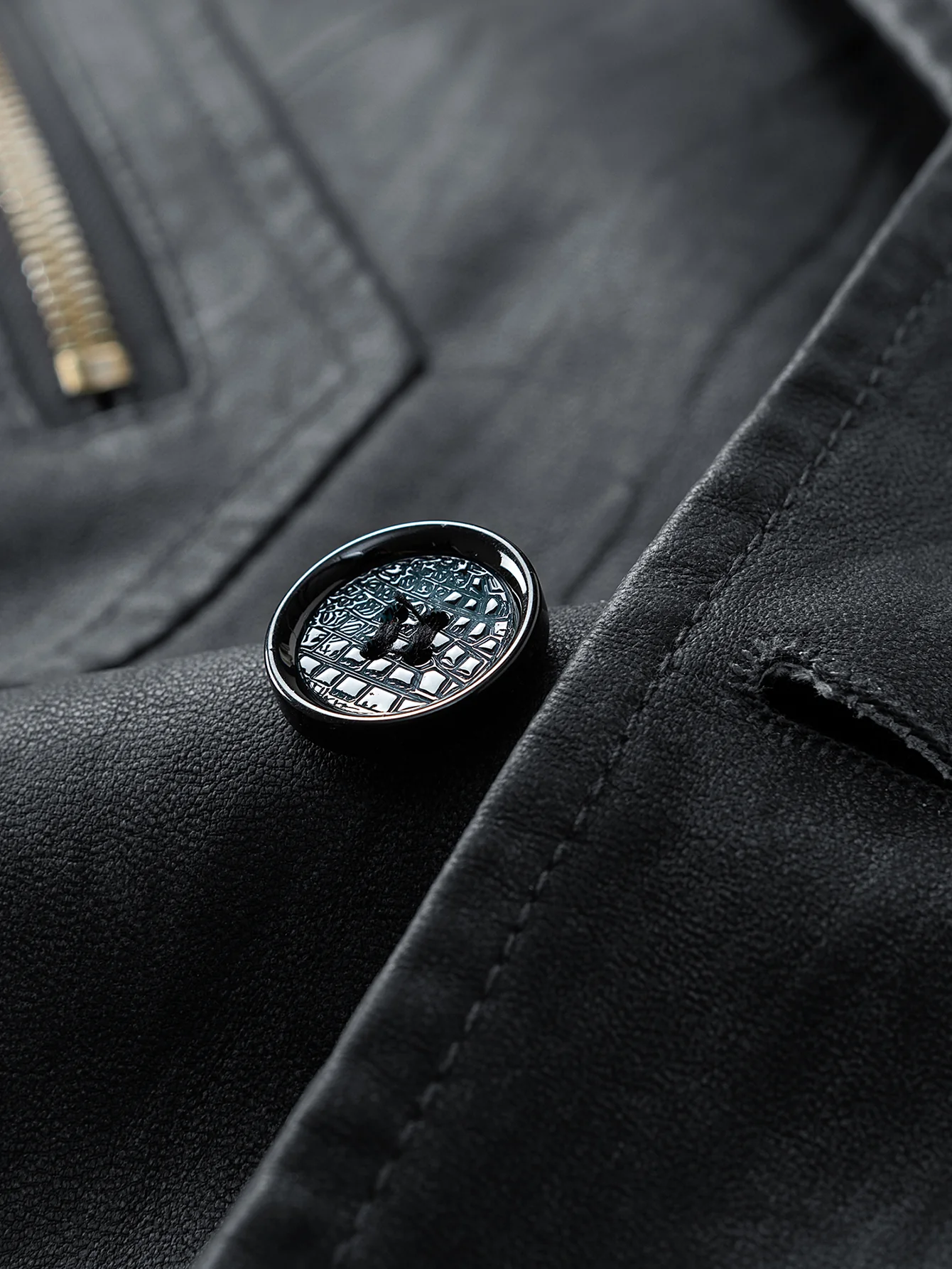 Textured PU Leather Jacket - Image 8