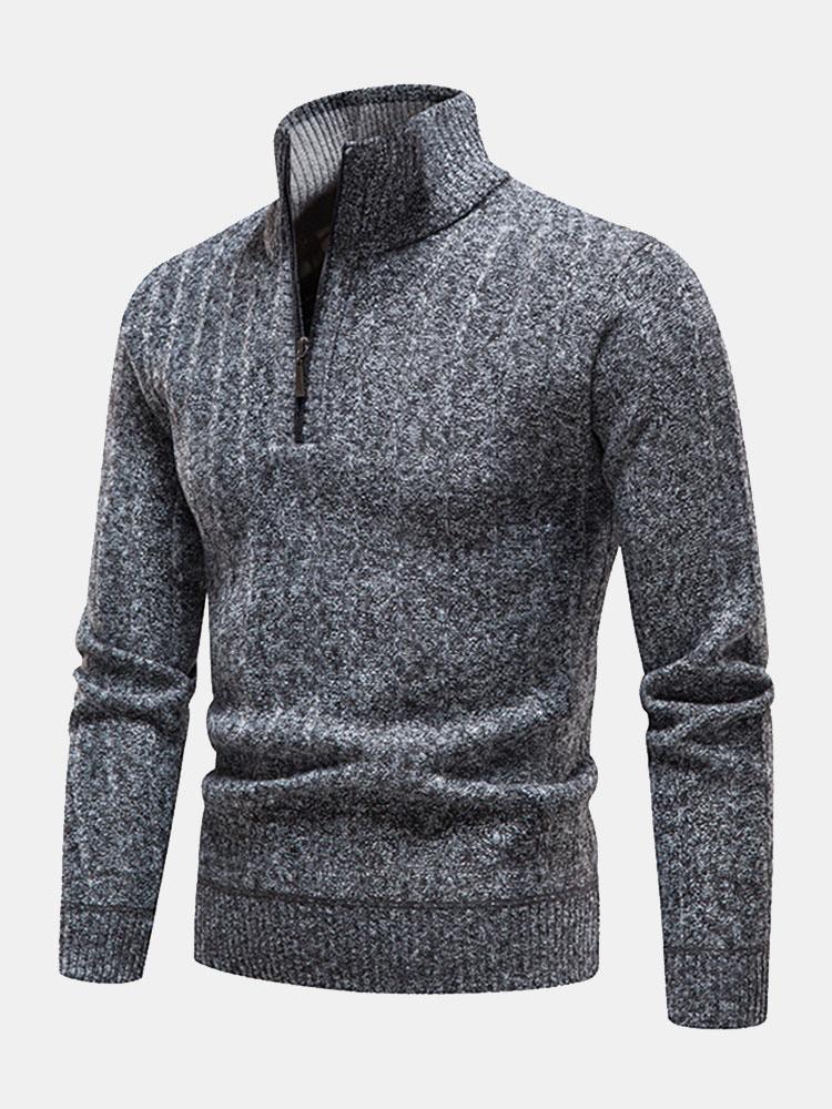 Strukturierter Viertelzip-Pullover - Image 4