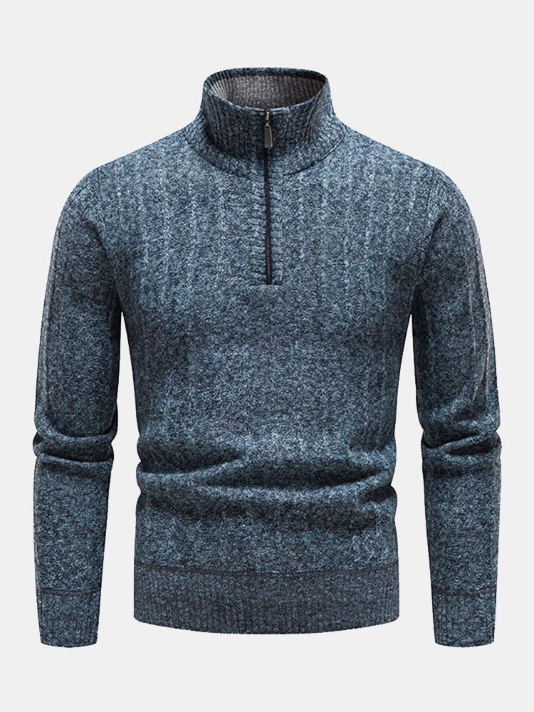 Strukturierter Viertelzip-Pullover - Image 8