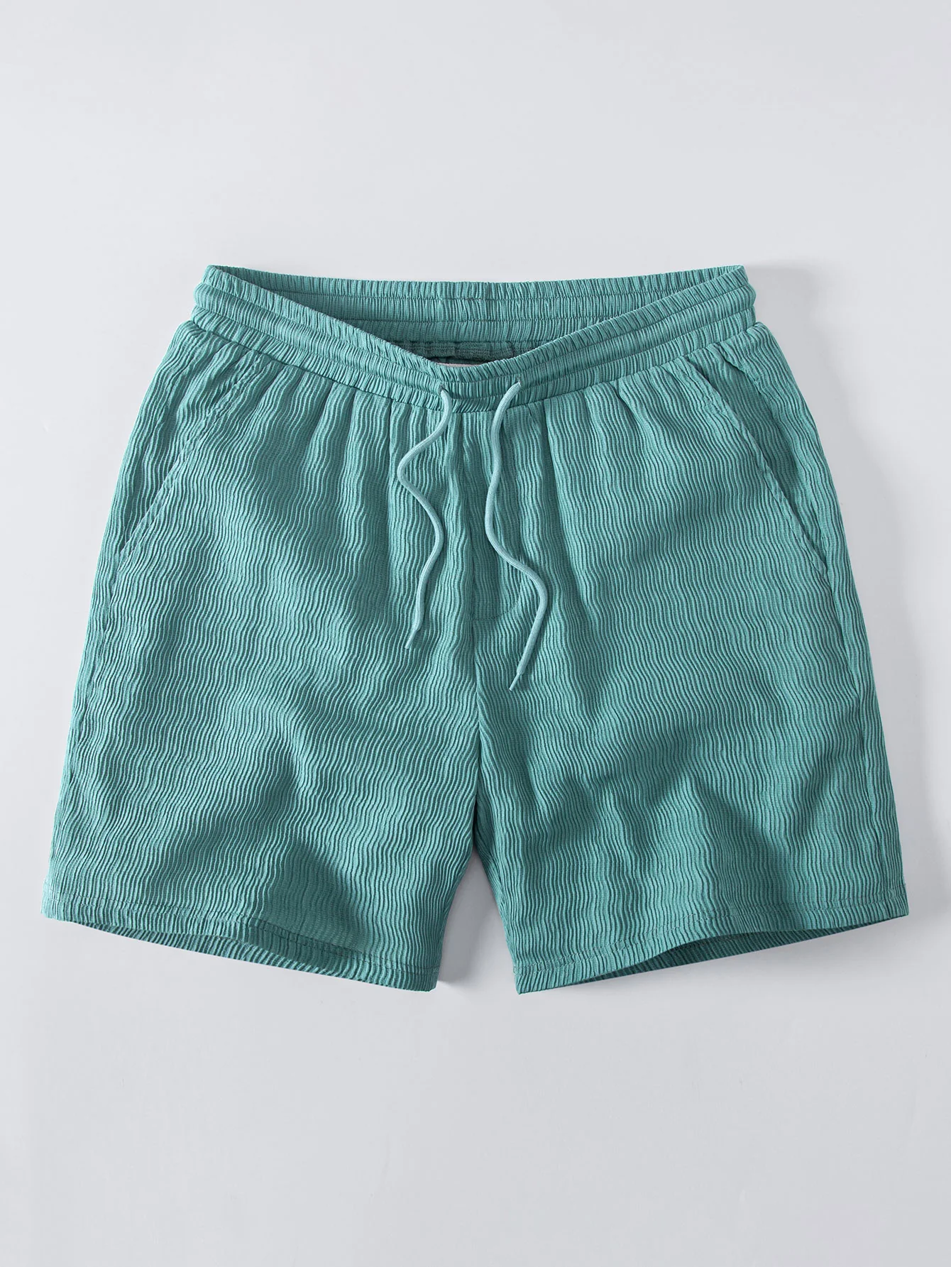 Textured Seersucker Short Sleeve Shirt & Drawstring 6“ Shorts Set - Image 10