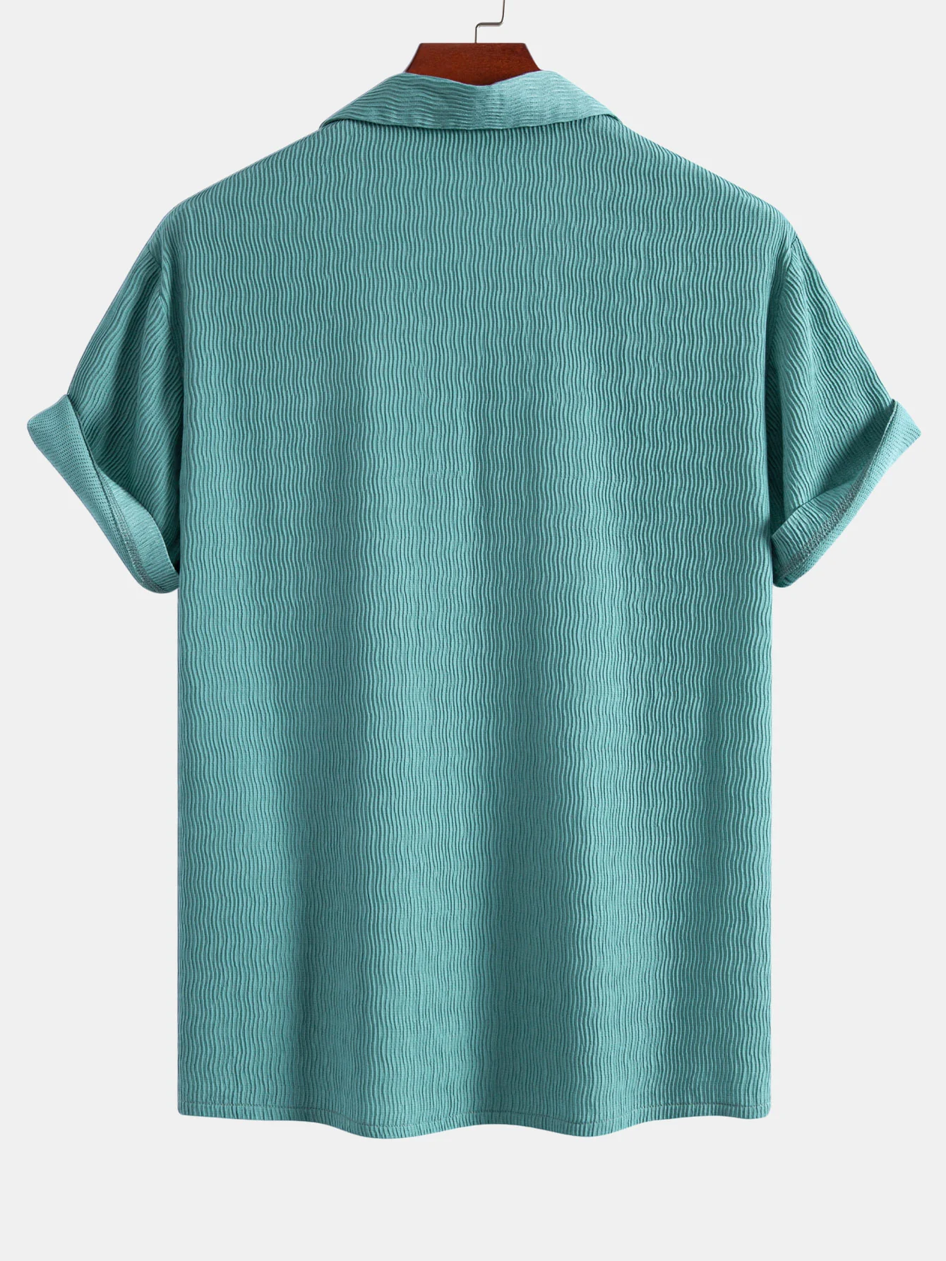 Textured Seersucker Short Sleeve Shirt & Drawstring 6“ Shorts Set - Image 5