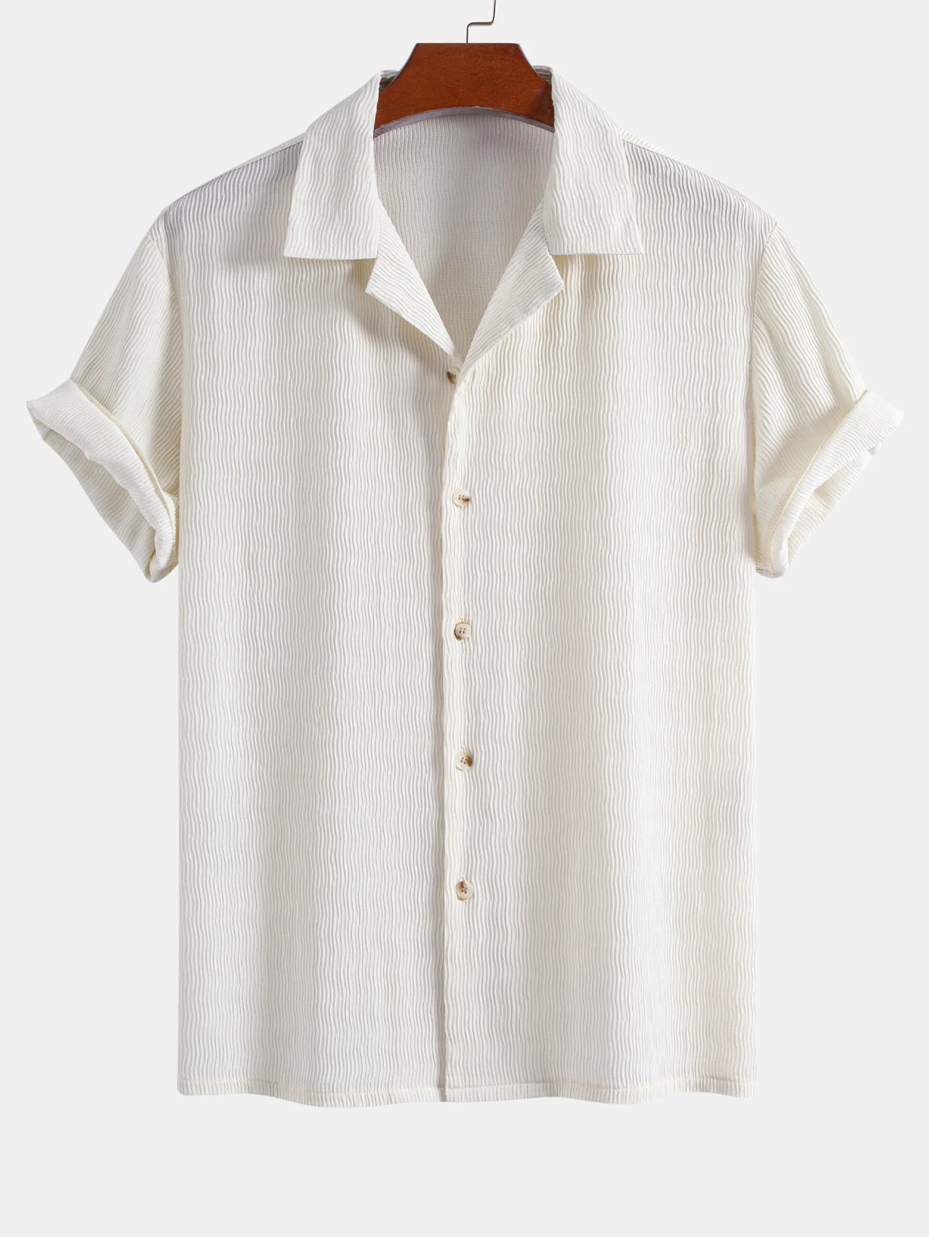 Textured Seersucker Short Sleeve Shirt & Drawstring 6“ Shorts Set - Image 6