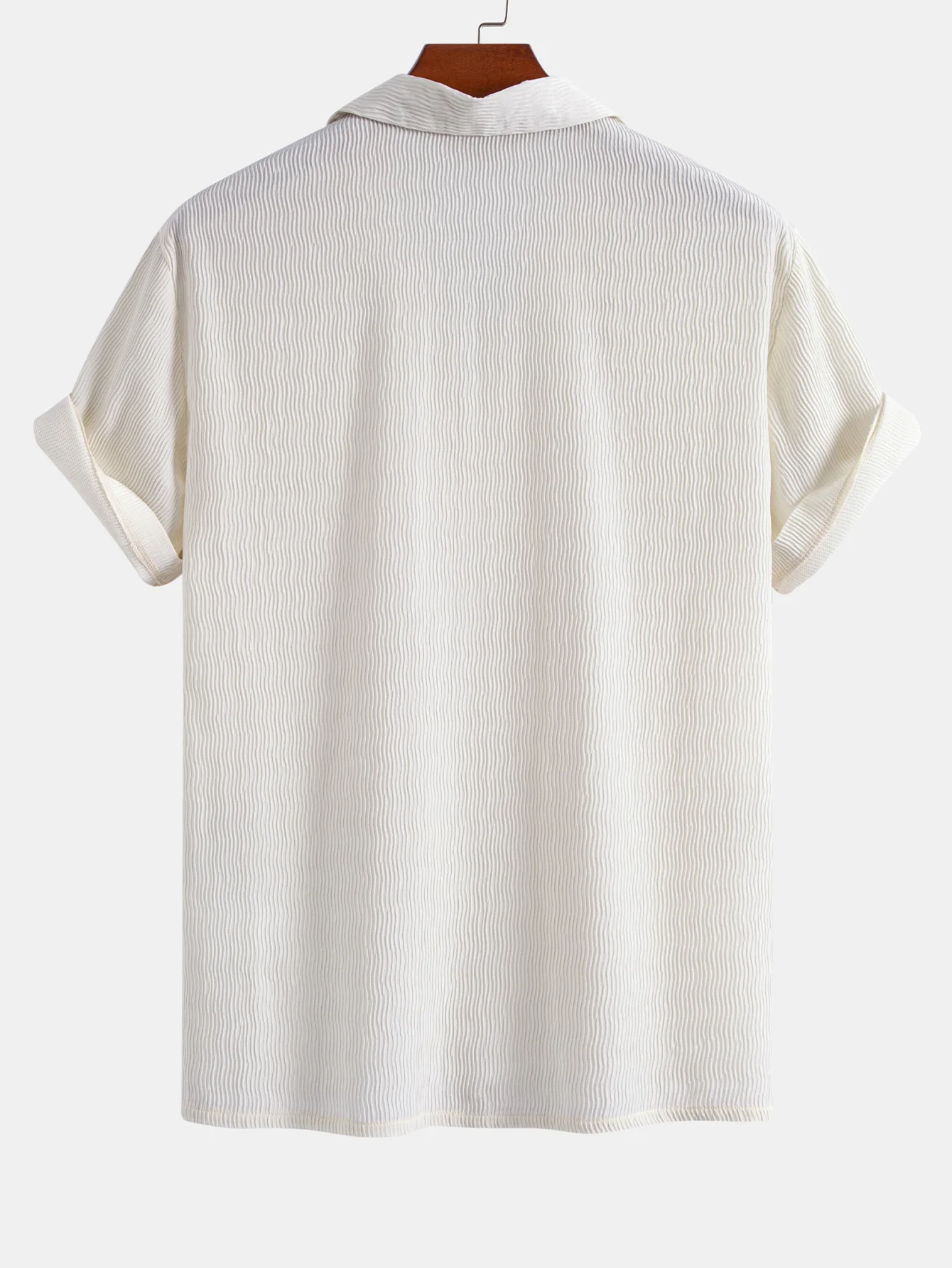 Textured Seersucker Short Sleeve Shirt & Drawstring 6“ Shorts Set - Image 7
