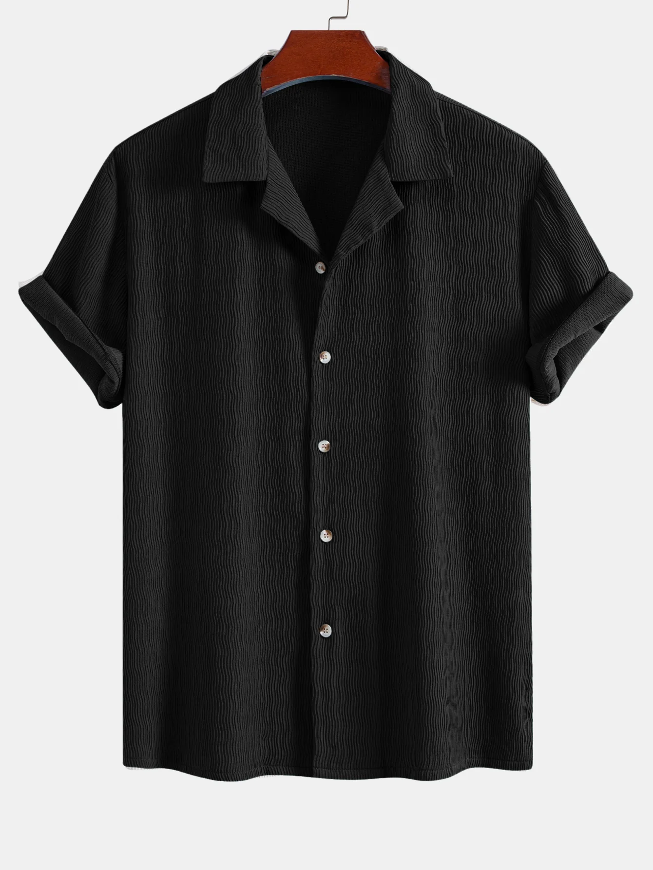 Textured Seersucker Short Sleeve Shirt & Drawstring 6“ Shorts Set - Image 8