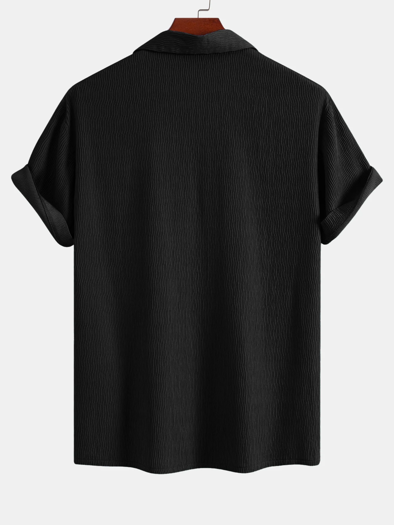 Textured Seersucker Short Sleeve Shirt & Drawstring 6“ Shorts Set - Image 9