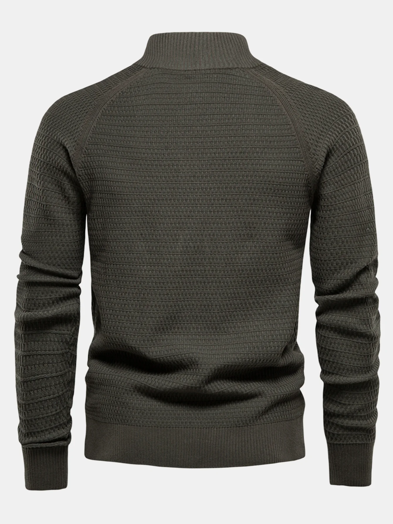 Strukturierter Stehkragen Pullover mit Knopfleiste - Image 6