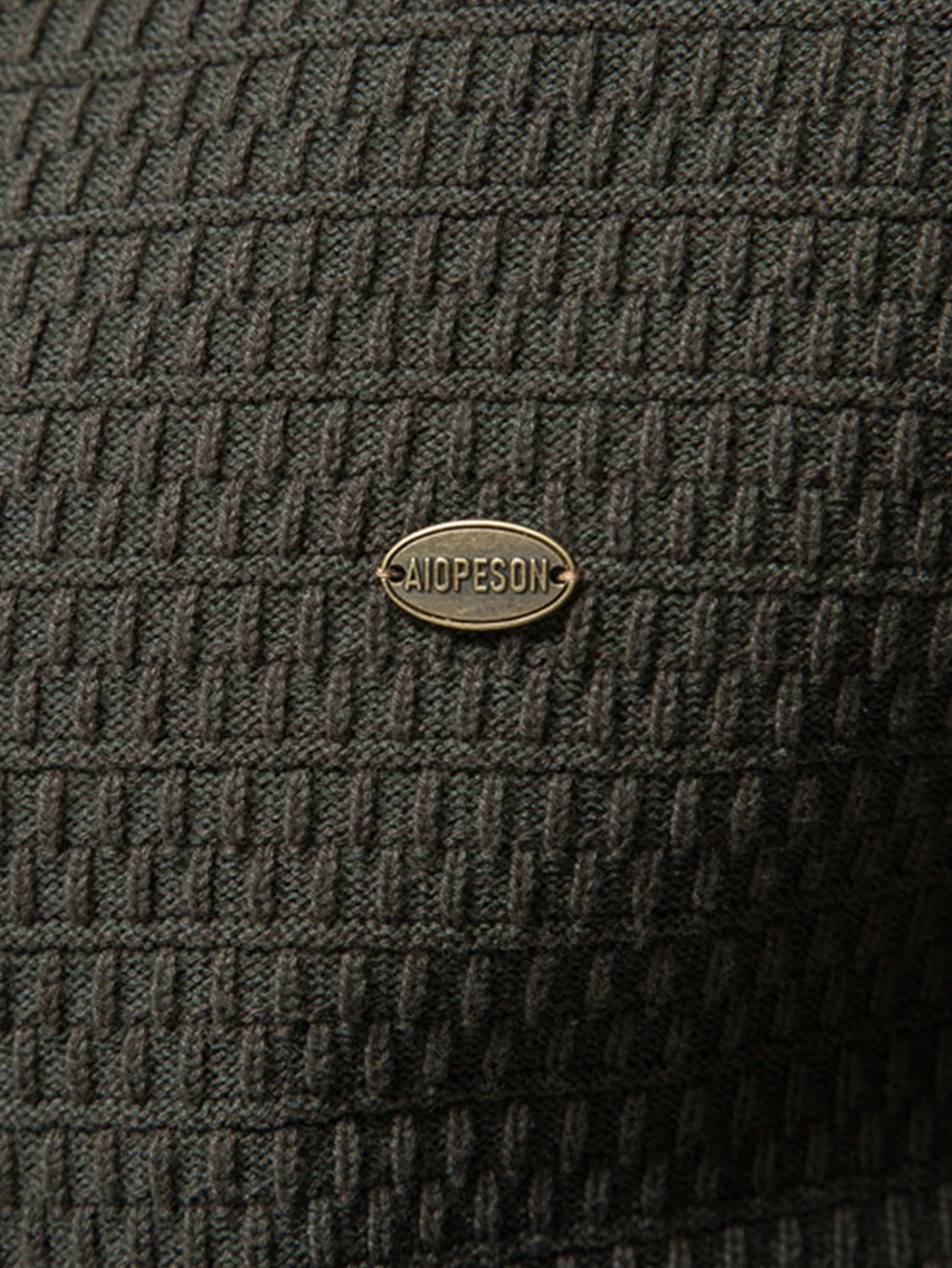 Strukturierter Stehkragen Pullover mit Knopfleiste - Image 7