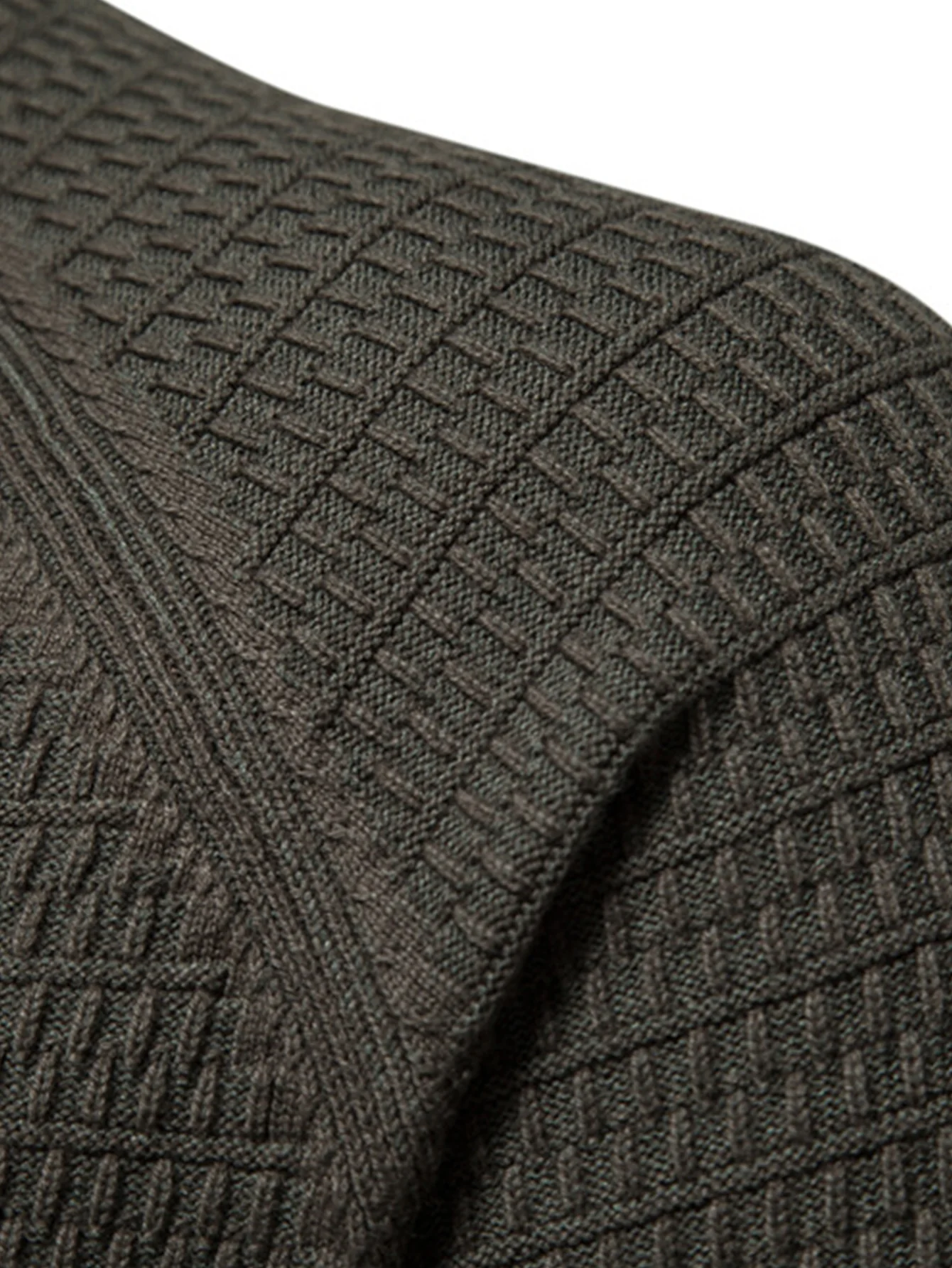 Strukturierter Stehkragen Pullover mit Knopfleiste - Image 8