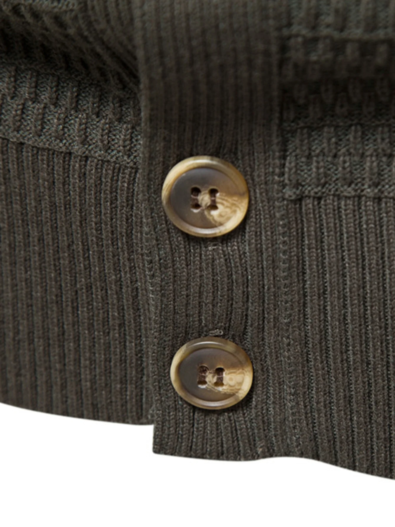 Strukturierter Stehkragen Pullover mit Knopfleiste - Image 9