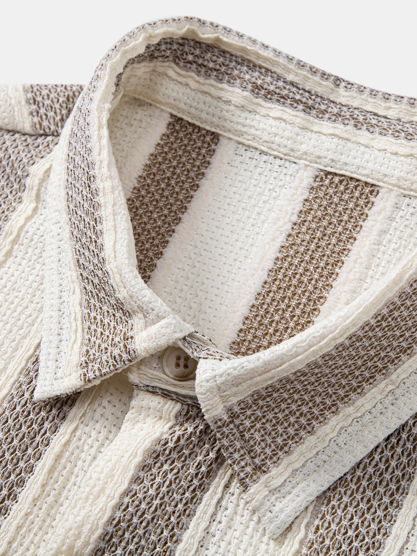Textured Striped Button Up Shirt & Crinkle Textured Straight Leg Pants - Image 16