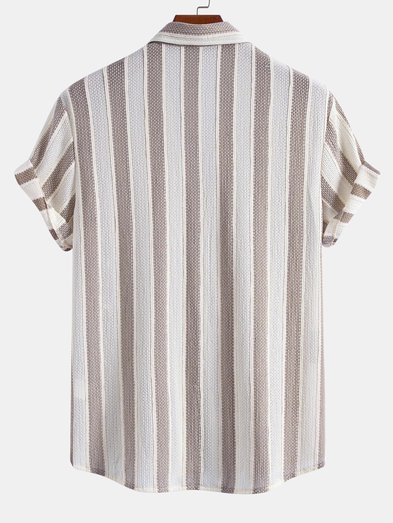 Textured Striped Button Up Shirt & Crinkle Textured Straight Leg Pants - Image 6