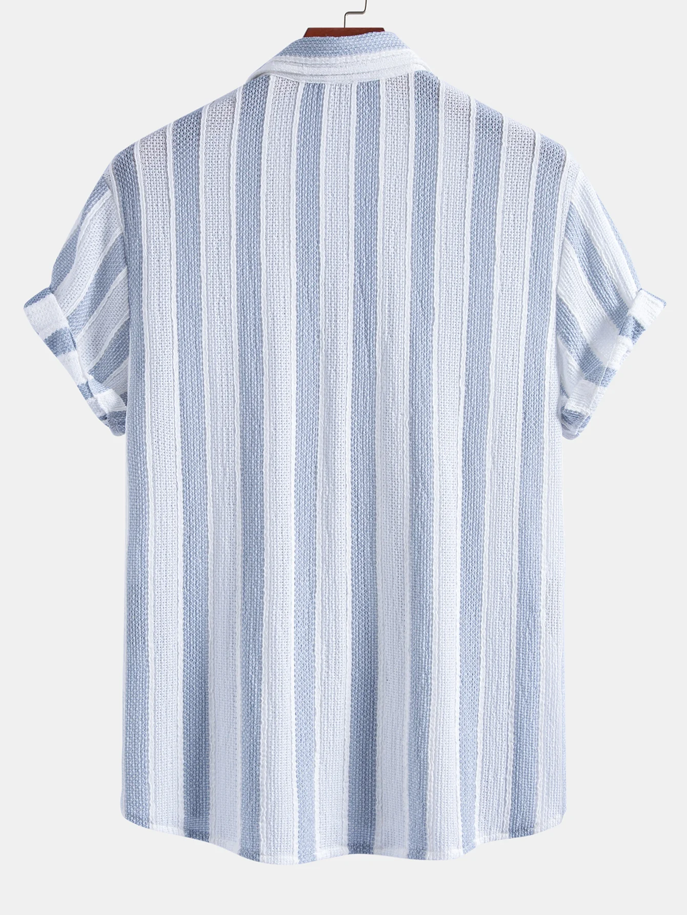 Textured Striped Button Up Shirt & Crinkle Textured Straight Leg Pants - Image 8
