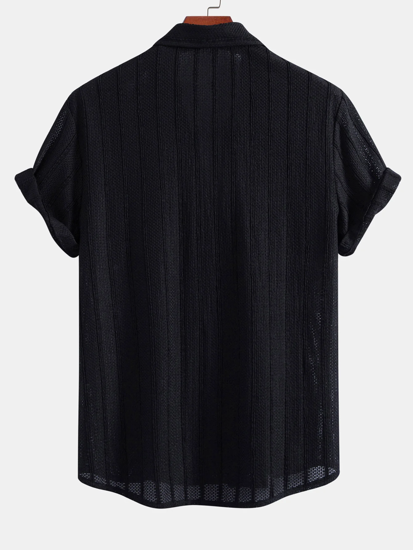 Textured Striped Button Up Shirt & Crinkle Textured Straight Leg Pants - Image 10