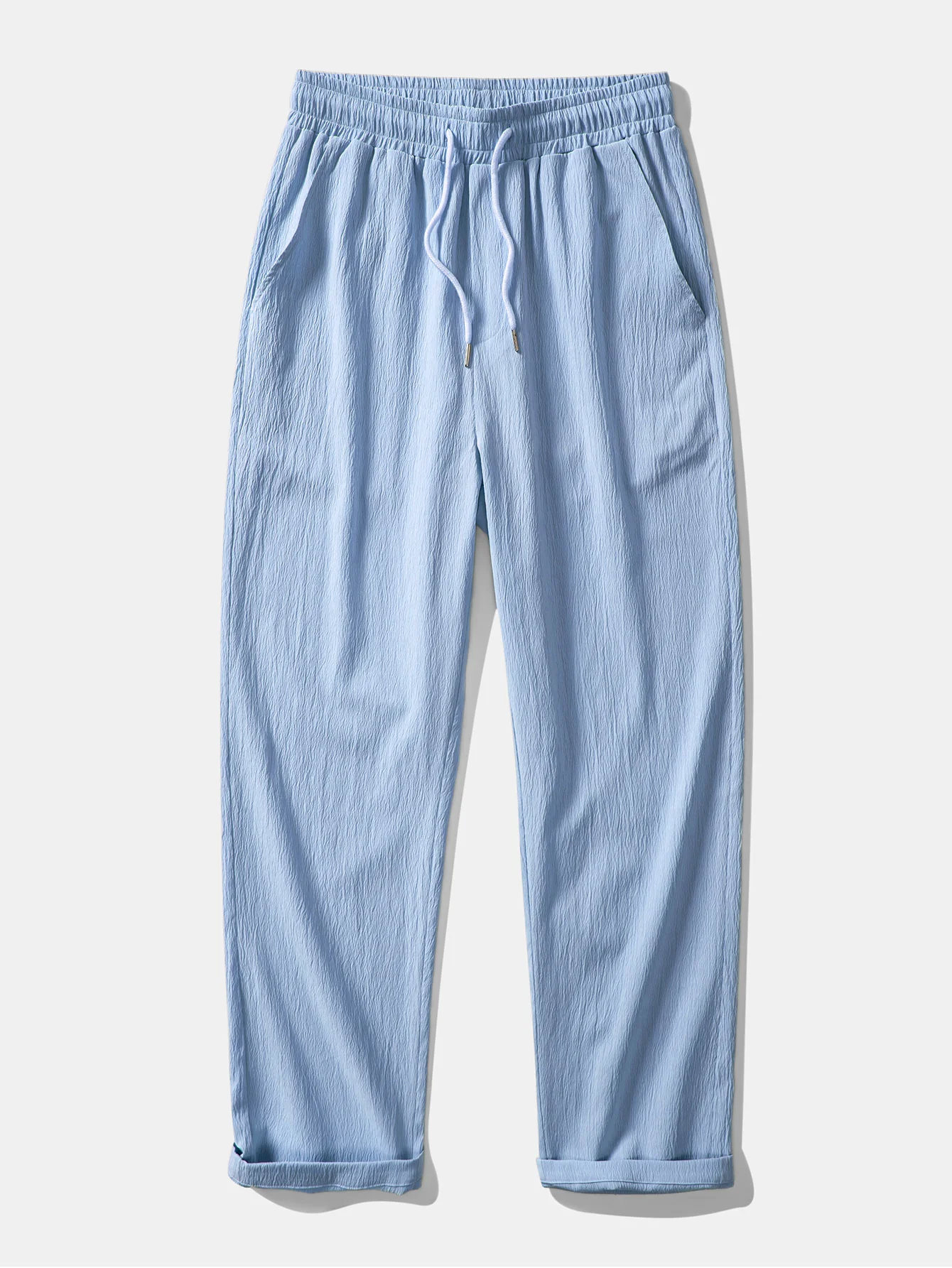 Textured Striped Button Up Shirt & Crinkle Textured Straight Leg Pants - Image 13