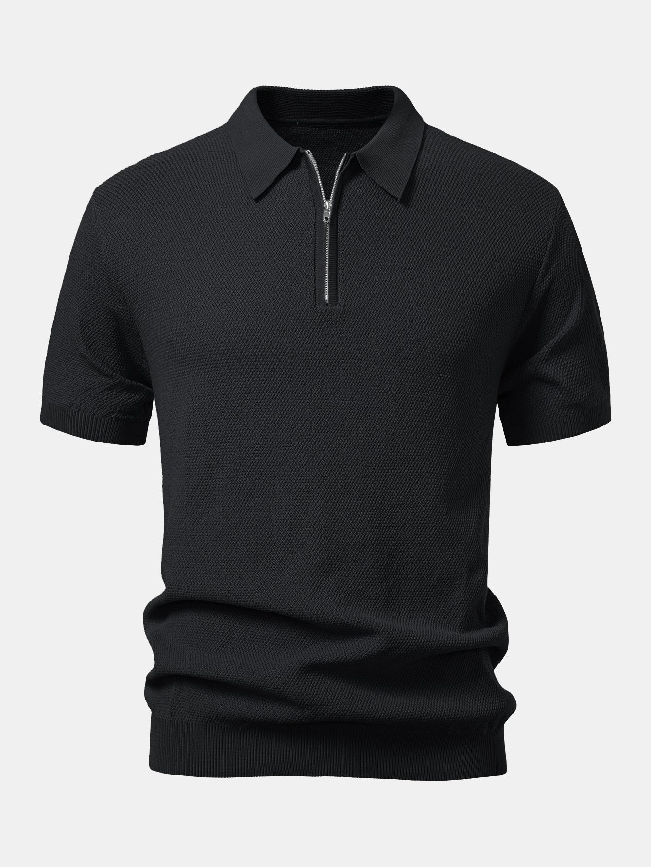 Strukturiertes Strick-Poloshirt mit Reißverschluss Poloshirts - Image 3