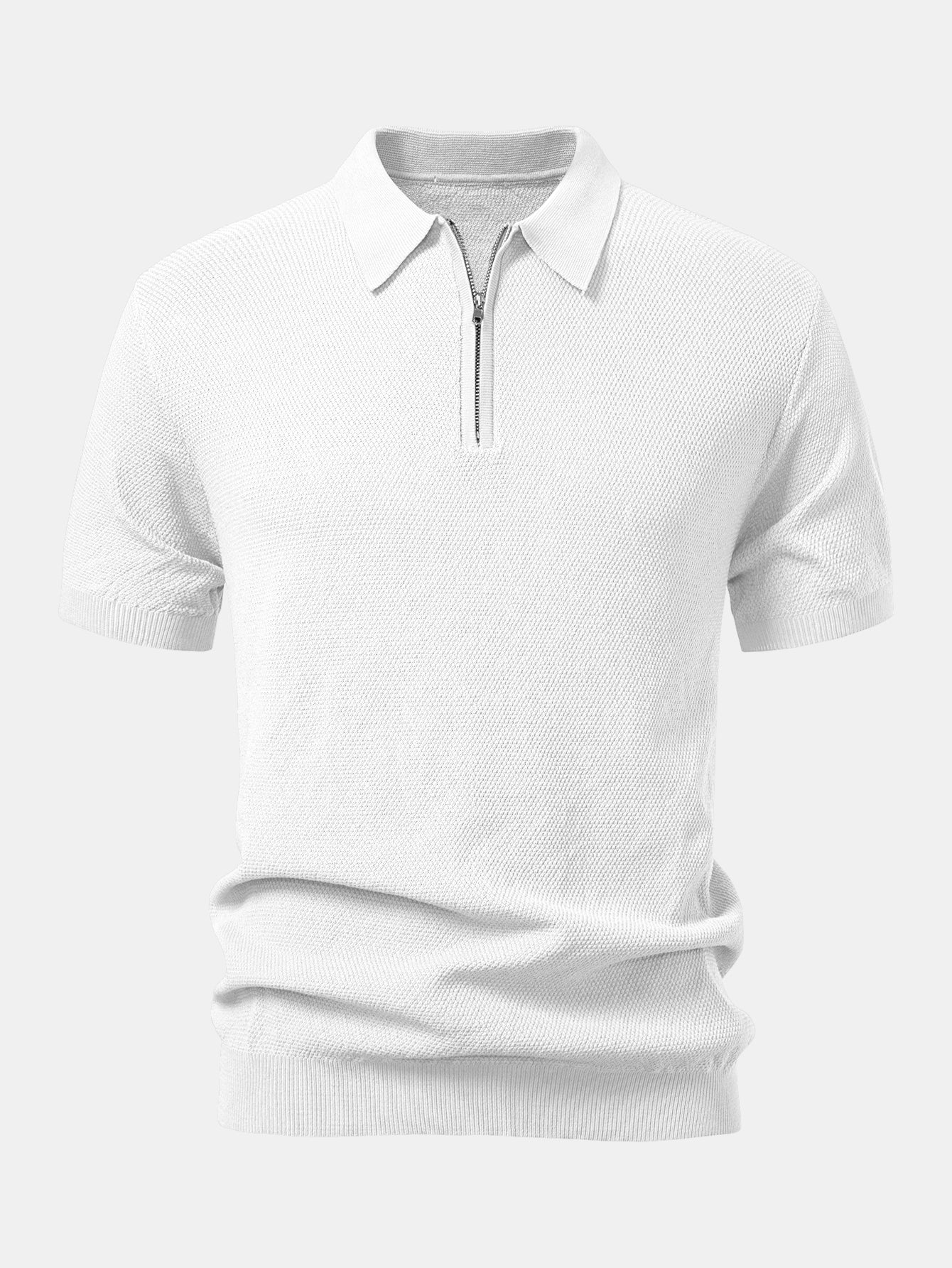 Strukturiertes Strick-Poloshirt mit Reißverschluss Poloshirts - Image 5