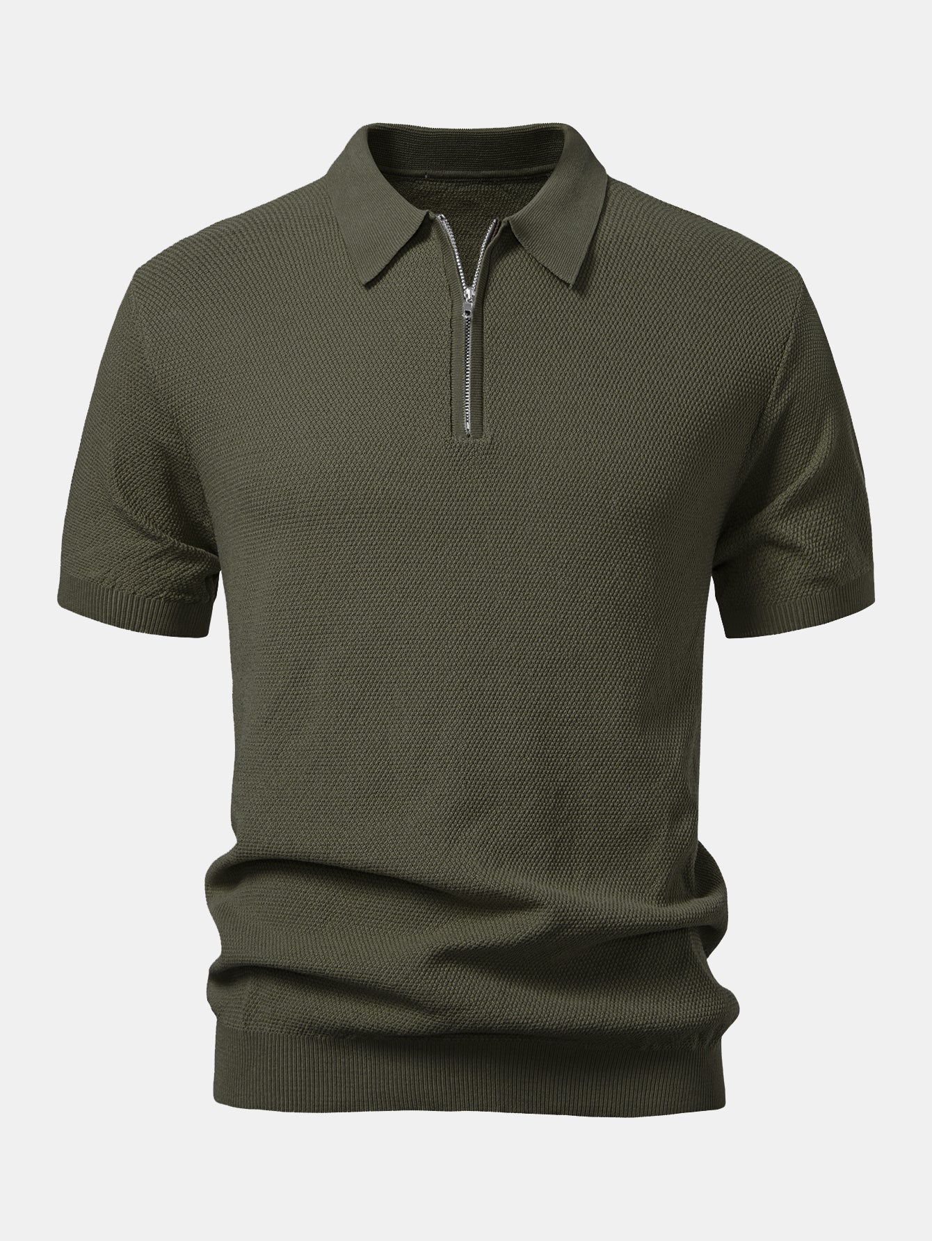 Strukturiertes Strick-Poloshirt mit Reißverschluss Poloshirts - Image 7