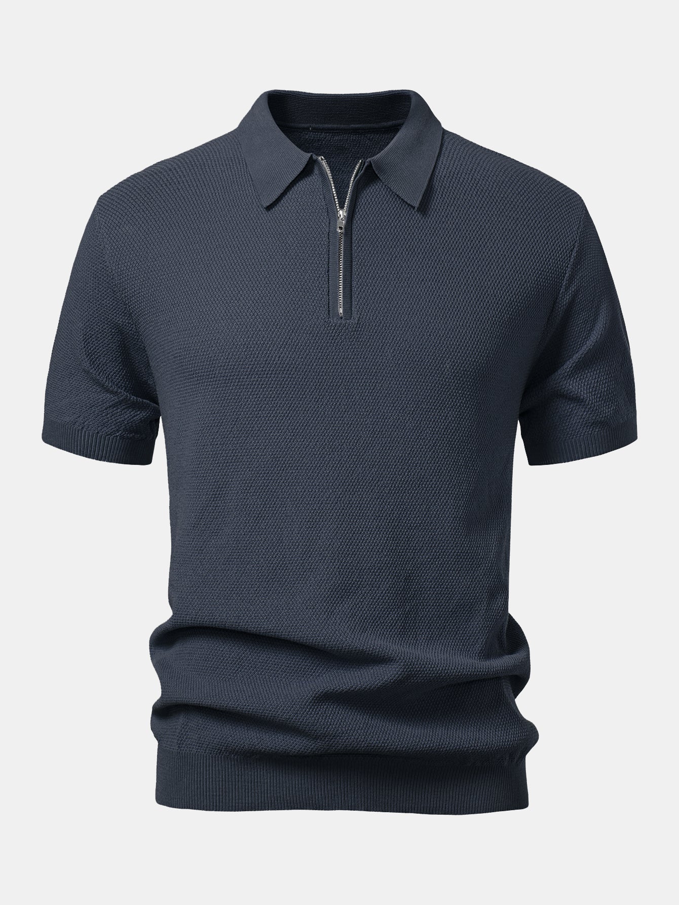 Strukturiertes Strick-Poloshirt mit Reißverschluss Poloshirts - Image 9