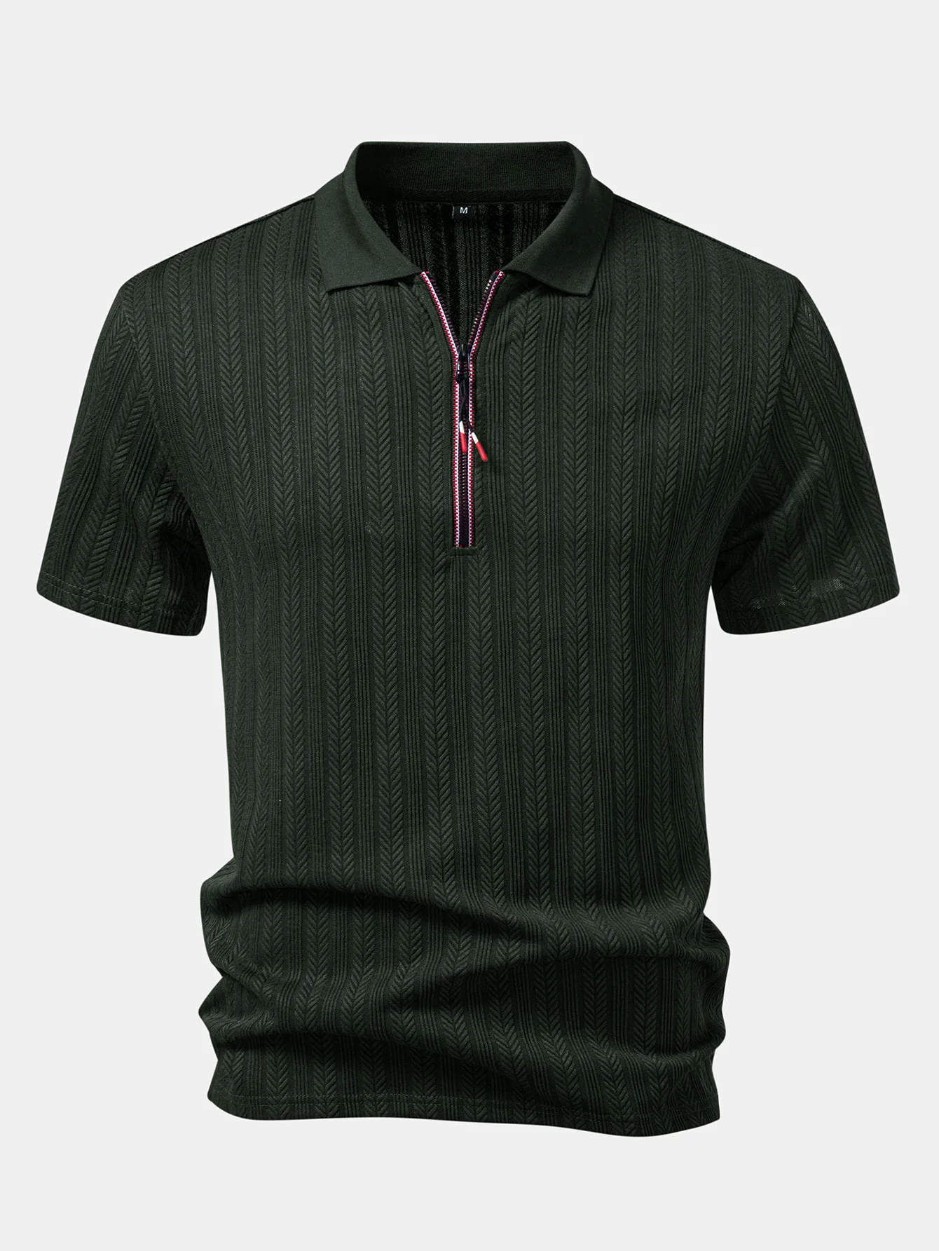 Textured Zipper Polo