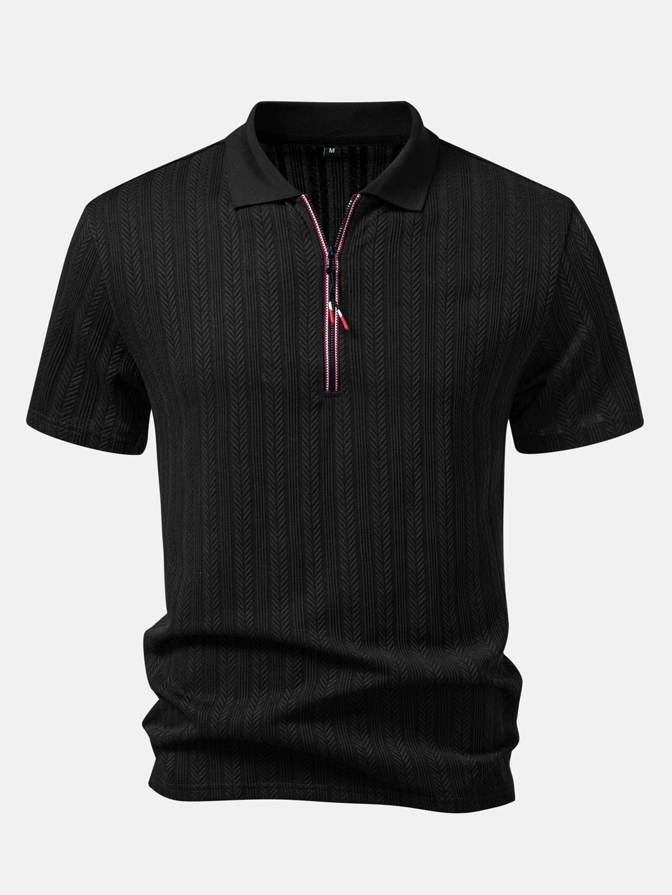 Textured Zipper Polo - Image 3