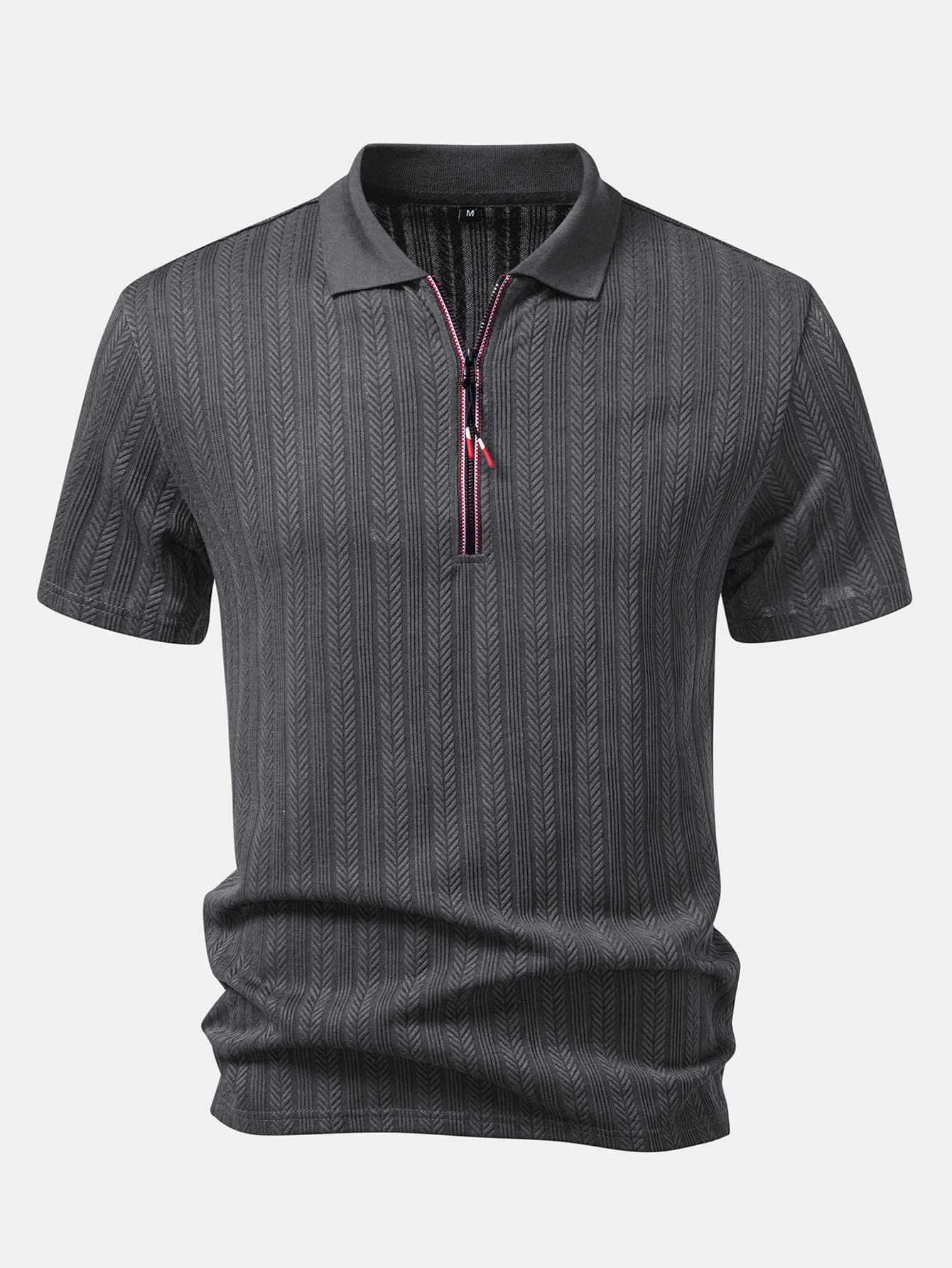 Textured Zipper Polo - Image 7