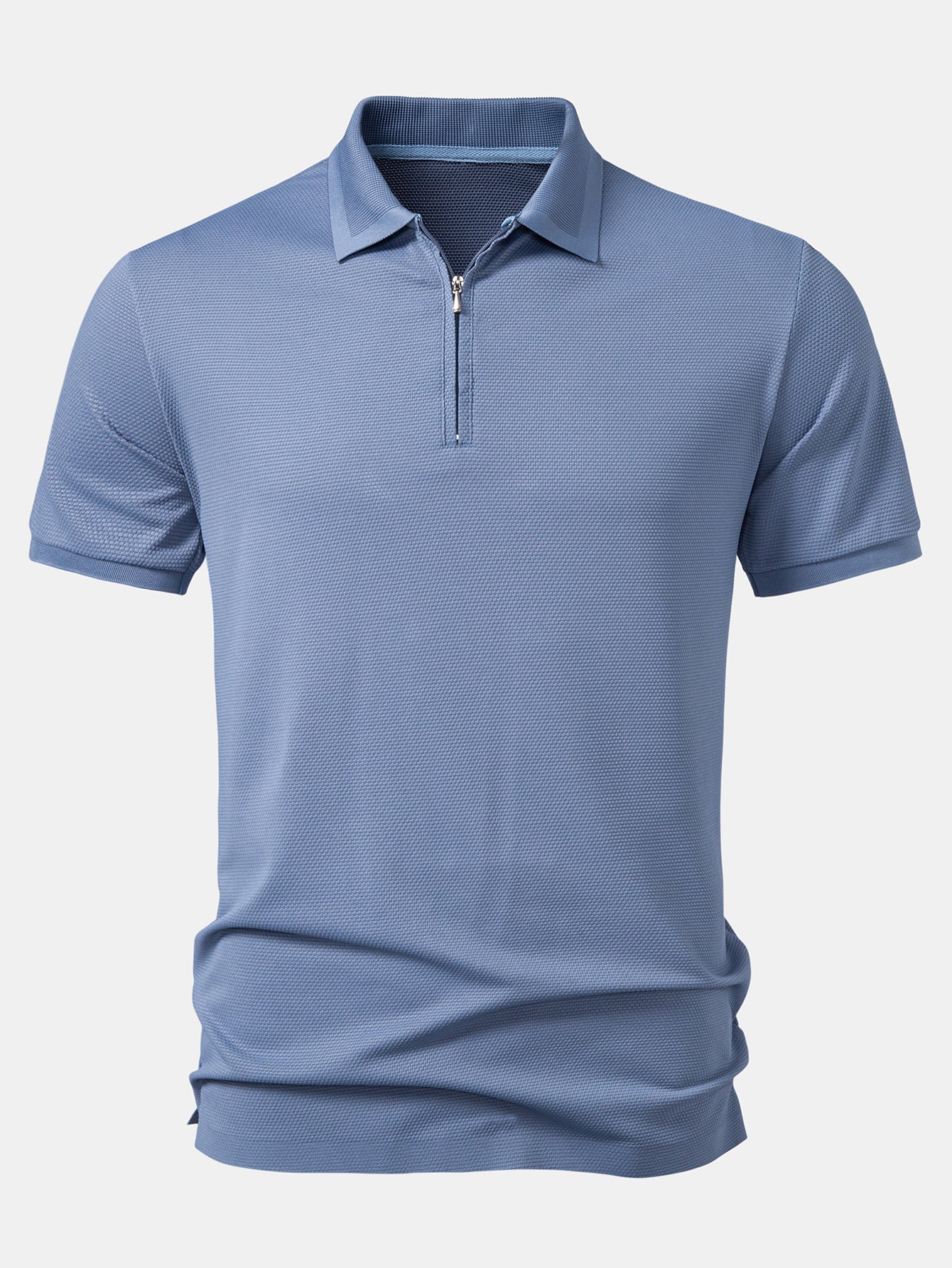 Pineapple Textured Zipper Polo