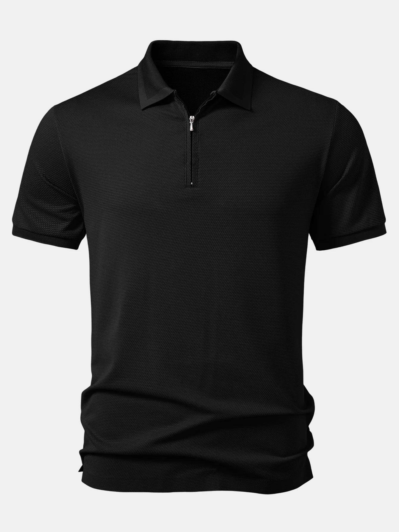 Pineapple Textured Zipper Polo - Image 6