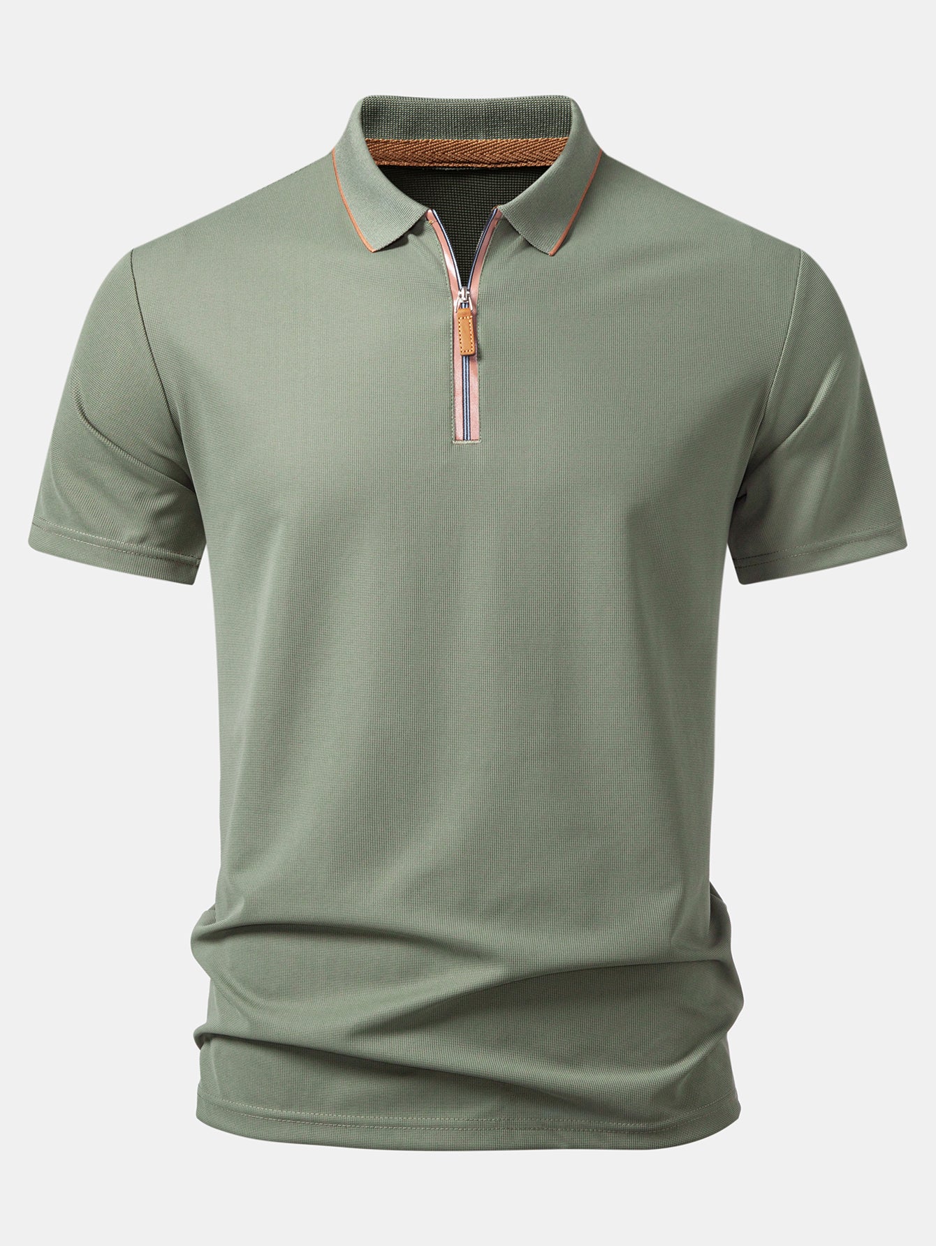 Textured Zipper Polo