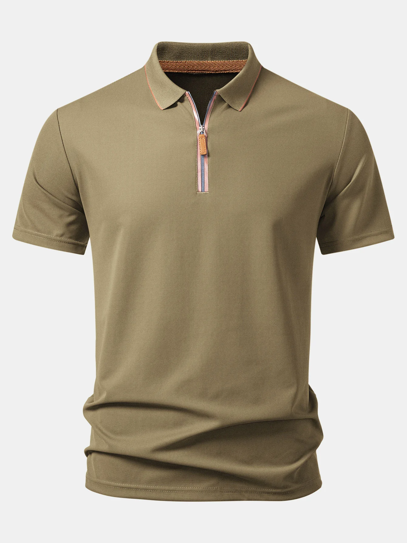 Textured Zipper Polo - Image 3