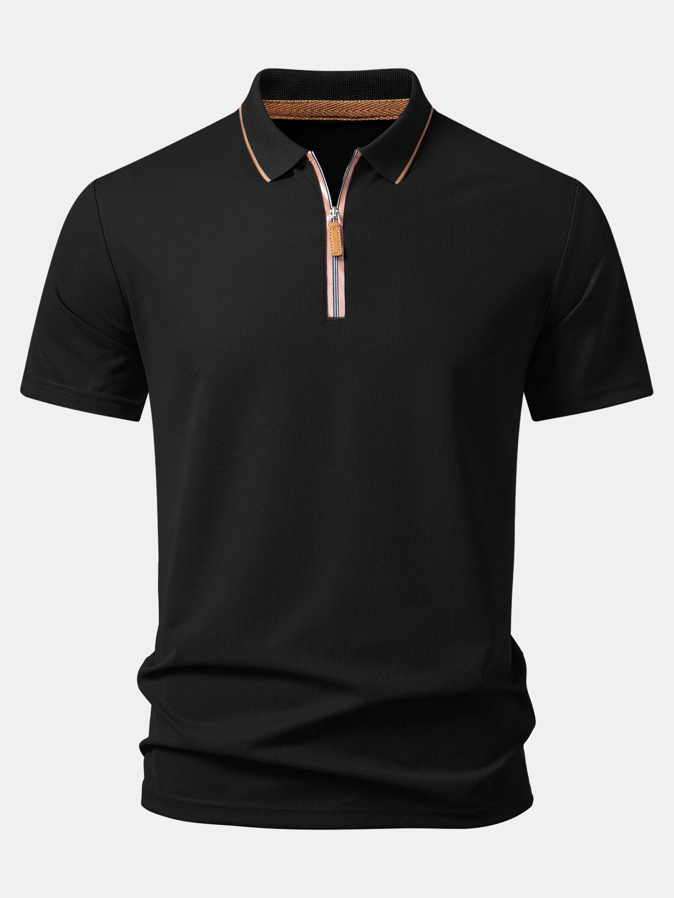 Textured Zipper Polo - Image 5